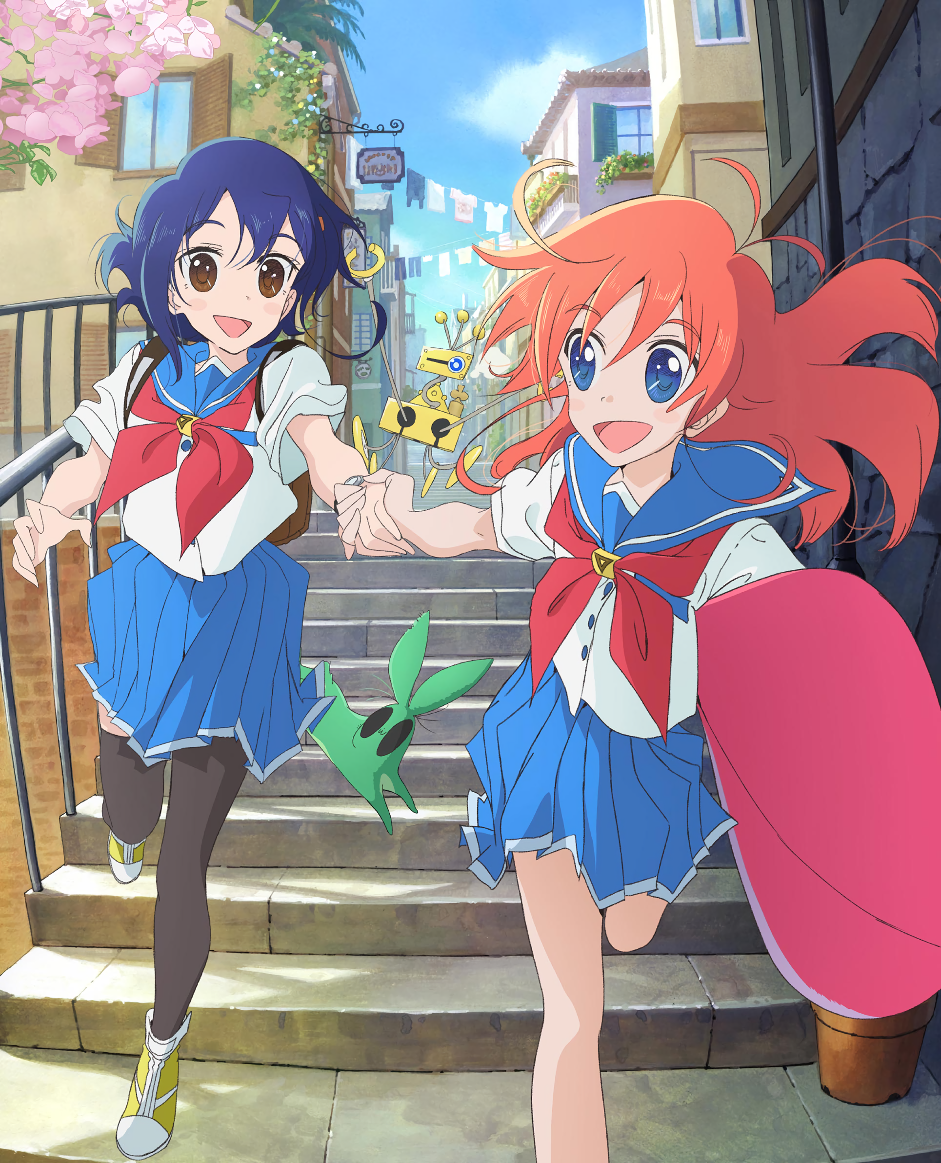 flip_flappers kojima_takashi kokomine_cocona papika seifuku thighhighs