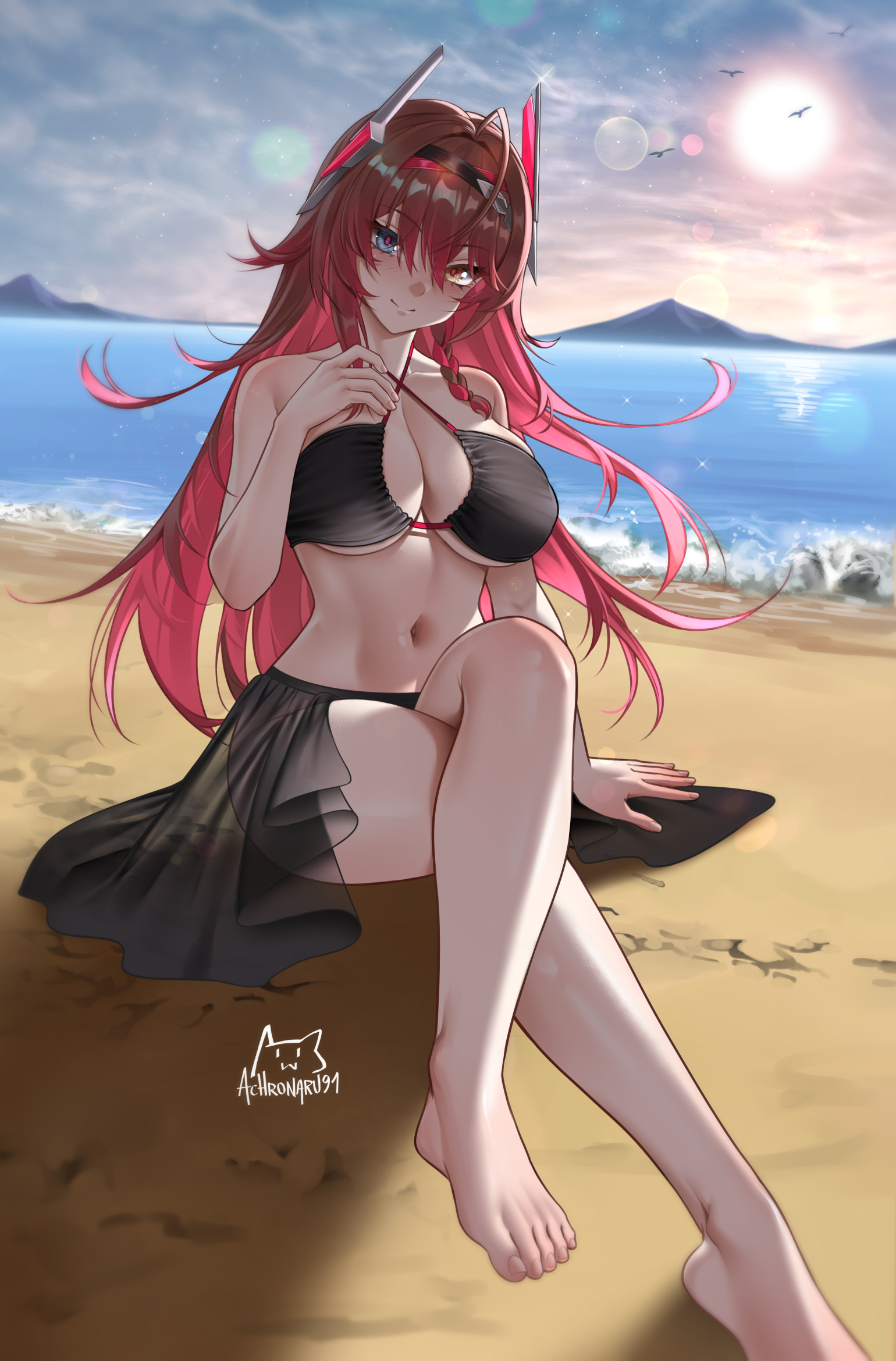 achromaru aether_gazer bikini heterochromia see_through swimsuits verthandi