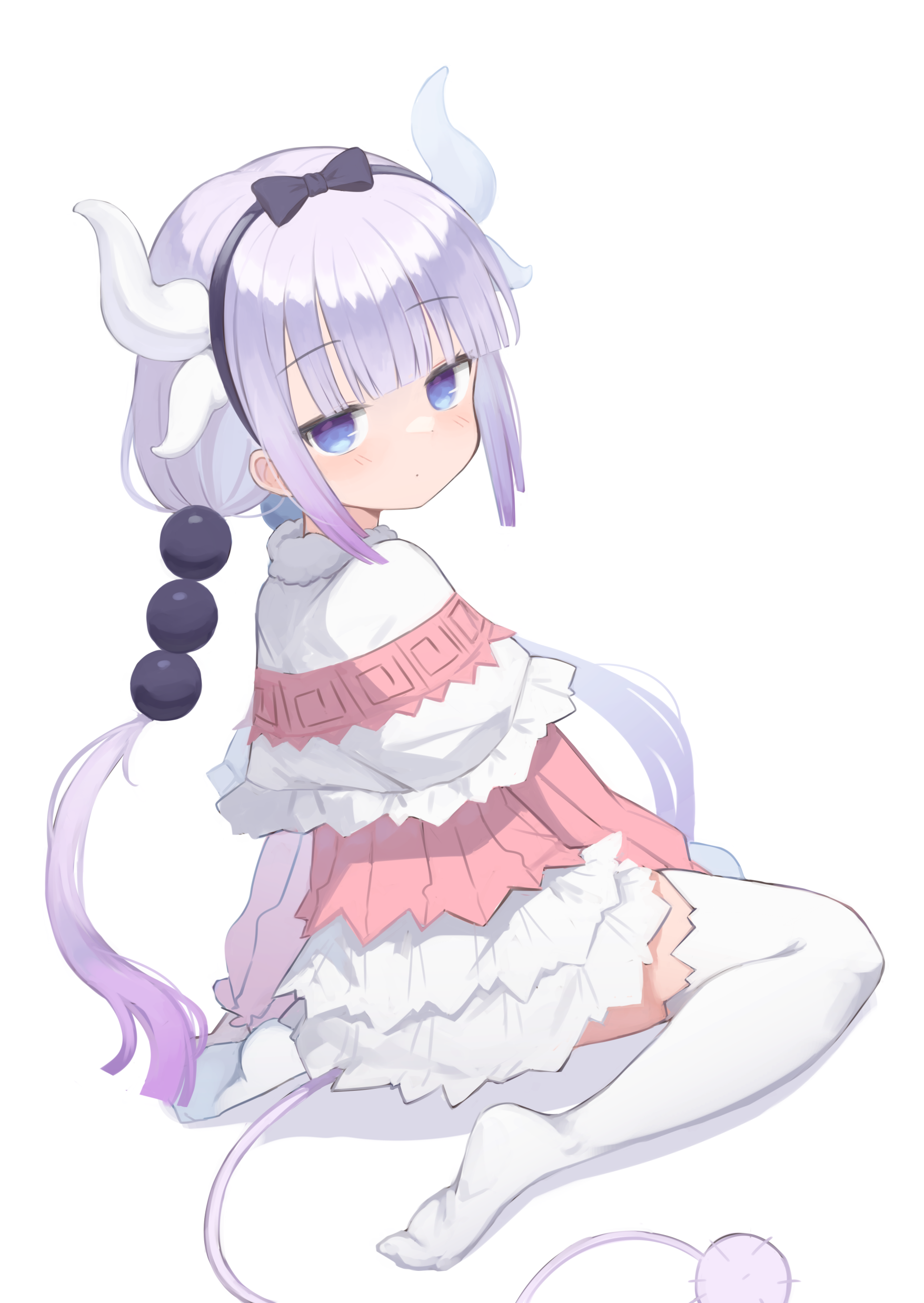 horns kanna_kamui klaius kobayashi-san_chi_no_maidragon skirt_lift tail thighhighs