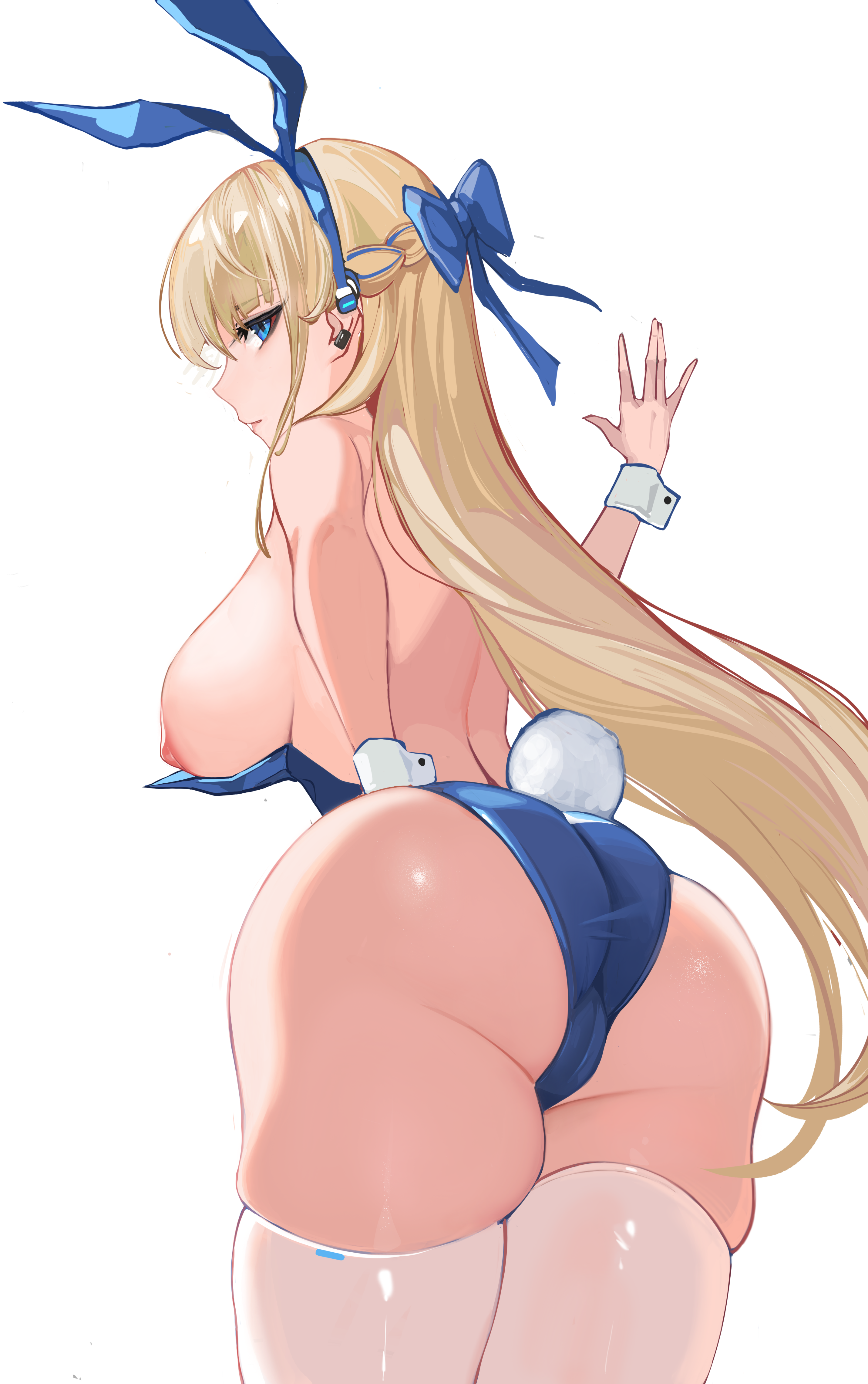 animal_ears ass asuma_toki blue_archive breasts bunny_ears bunny_girl cameltoe nipples no_bra tail thighhighs yaoshan_shi