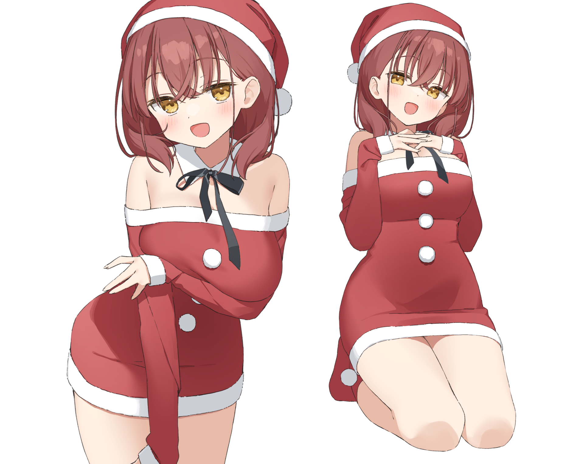 akari_(muninshiki) breast_hold christmas dress muninshiki no_bra