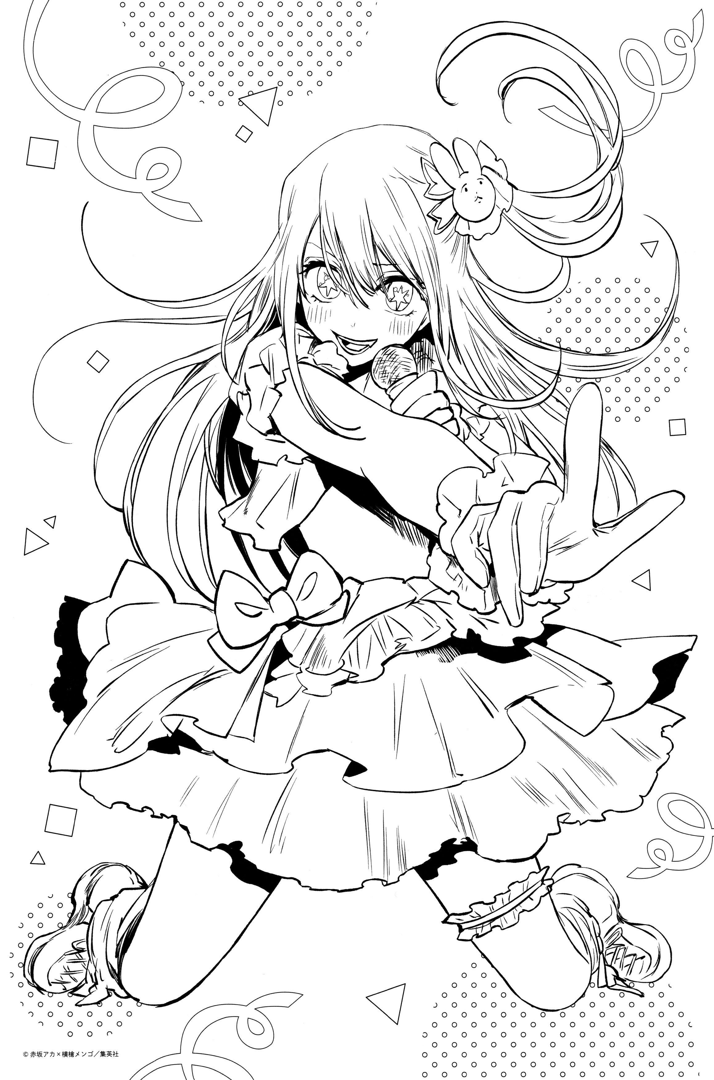 hoshino_ai line_art monochrome oshi_no_ko yokoyari_mengo