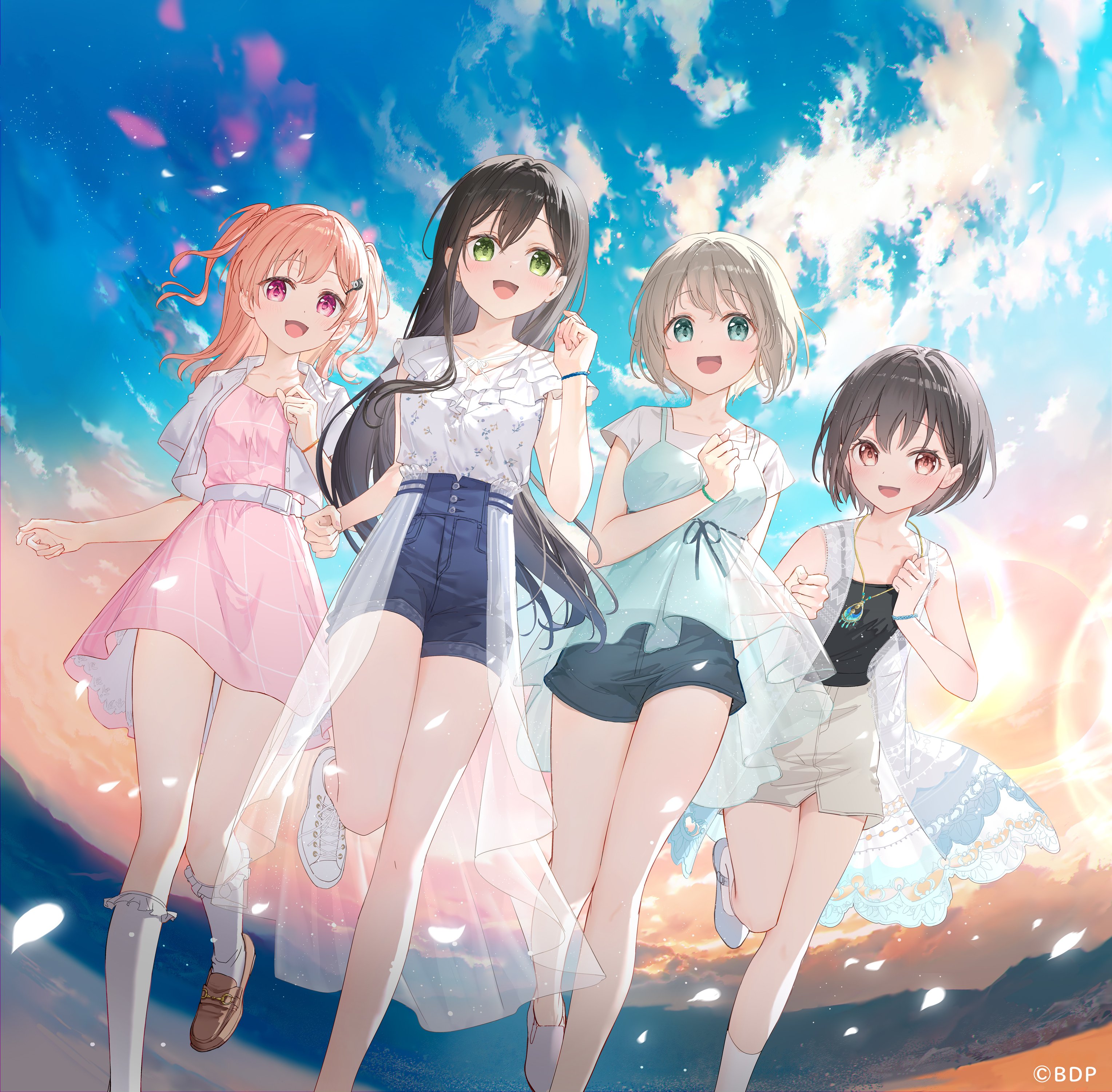 aoba_moca bang_dream! bang_dream!_it's_mygo!!!!! bang_dream!_morfonication disc_cover dress fuumi hanazono_tae hiromachi_nanami see_through skirt_lift takamatsu_tomori