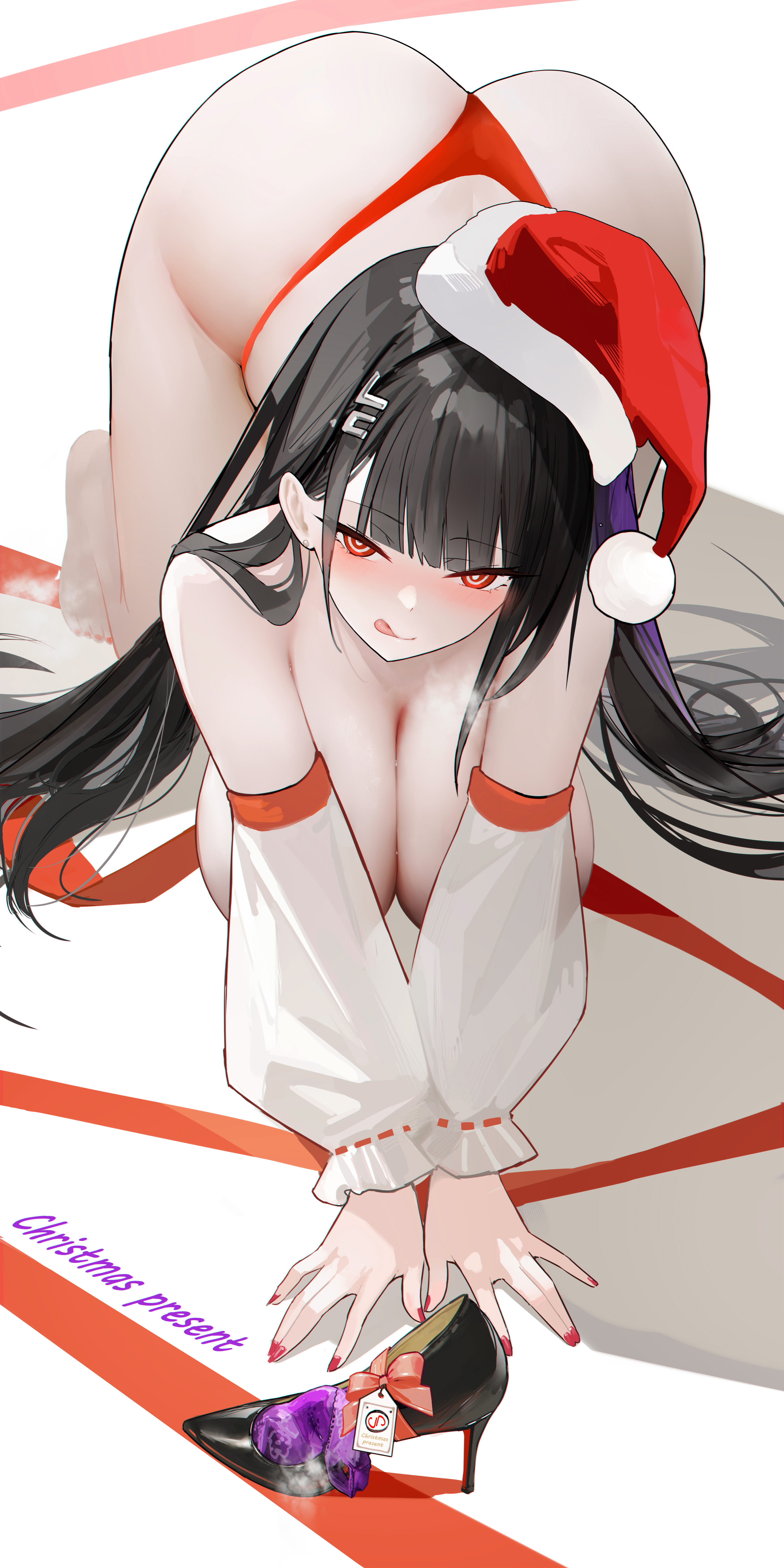 blue_archive christmas omone_hokoma_agm pantsu thong topless tsukatsuki_rio