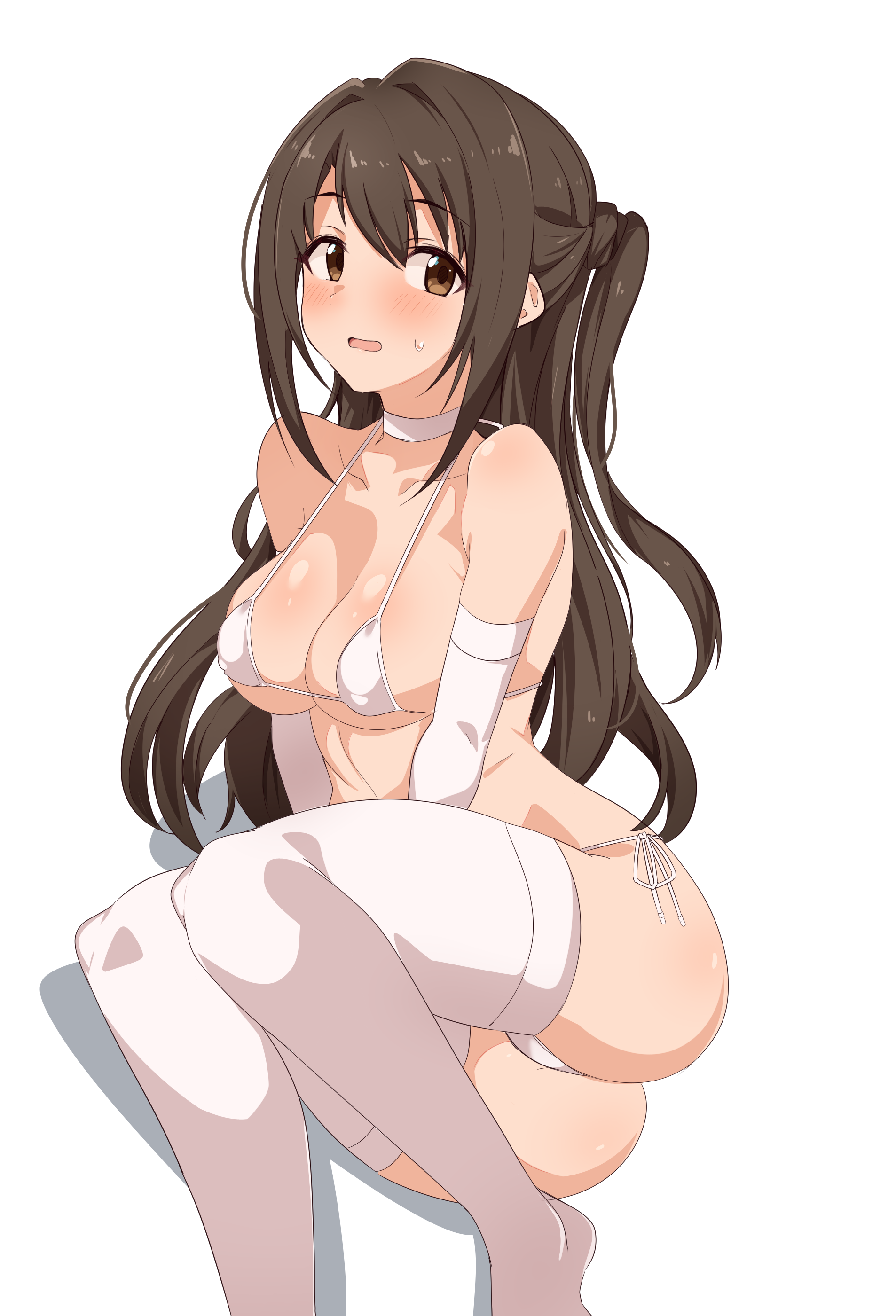 bikini erect_nipples seihekiog shimamura_uzuki swimsuits the_idolm@ster the_idolm@ster_cinderella_girls thighhighs thong