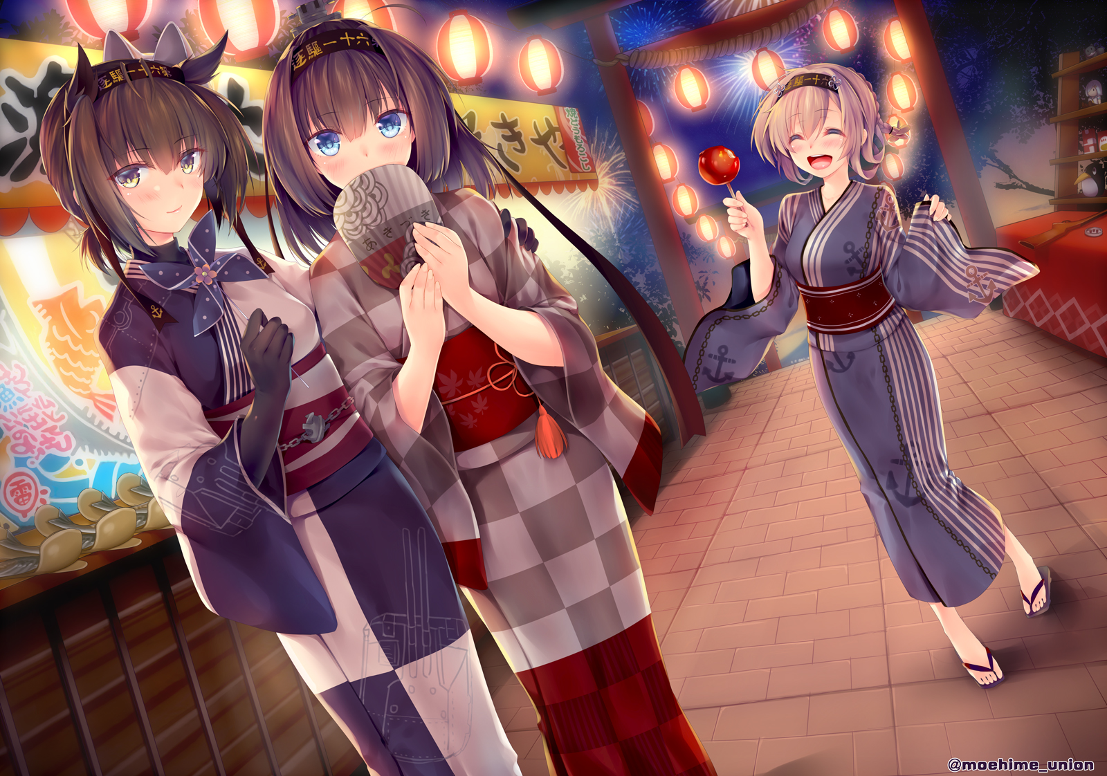 Obiwan Kantai Collection Akizuki Kancolle Hatsuzuki Kancolle Teruzuki Kancolle Yukata Yande Re