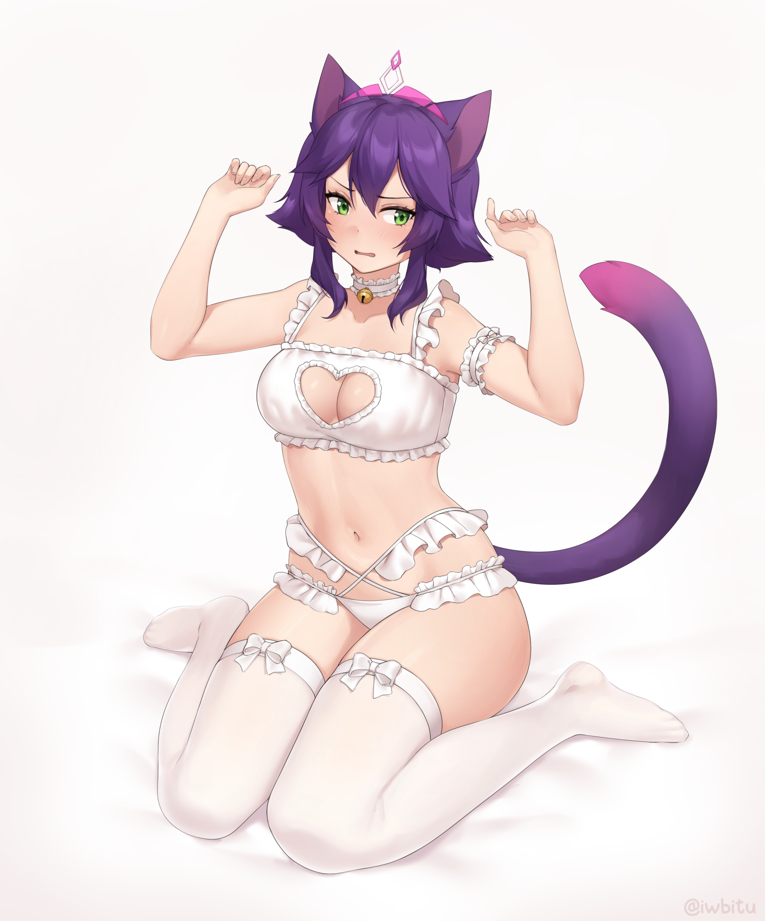 animal_ears bra iwbitu-sa lingerie nekomimi pantsu tail thighhighs