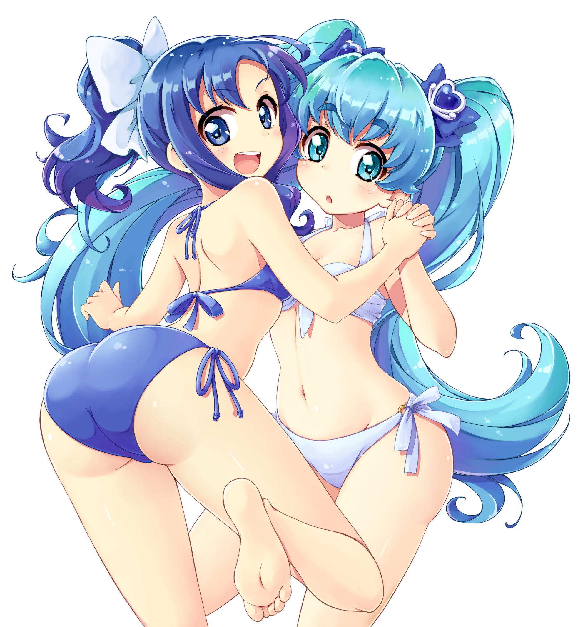 ass bikini cleavage feet happinesscharge_precure! heartcatch_precure! kurumi_erika precure satogo shirayuki_hime_(precure) swimsuits