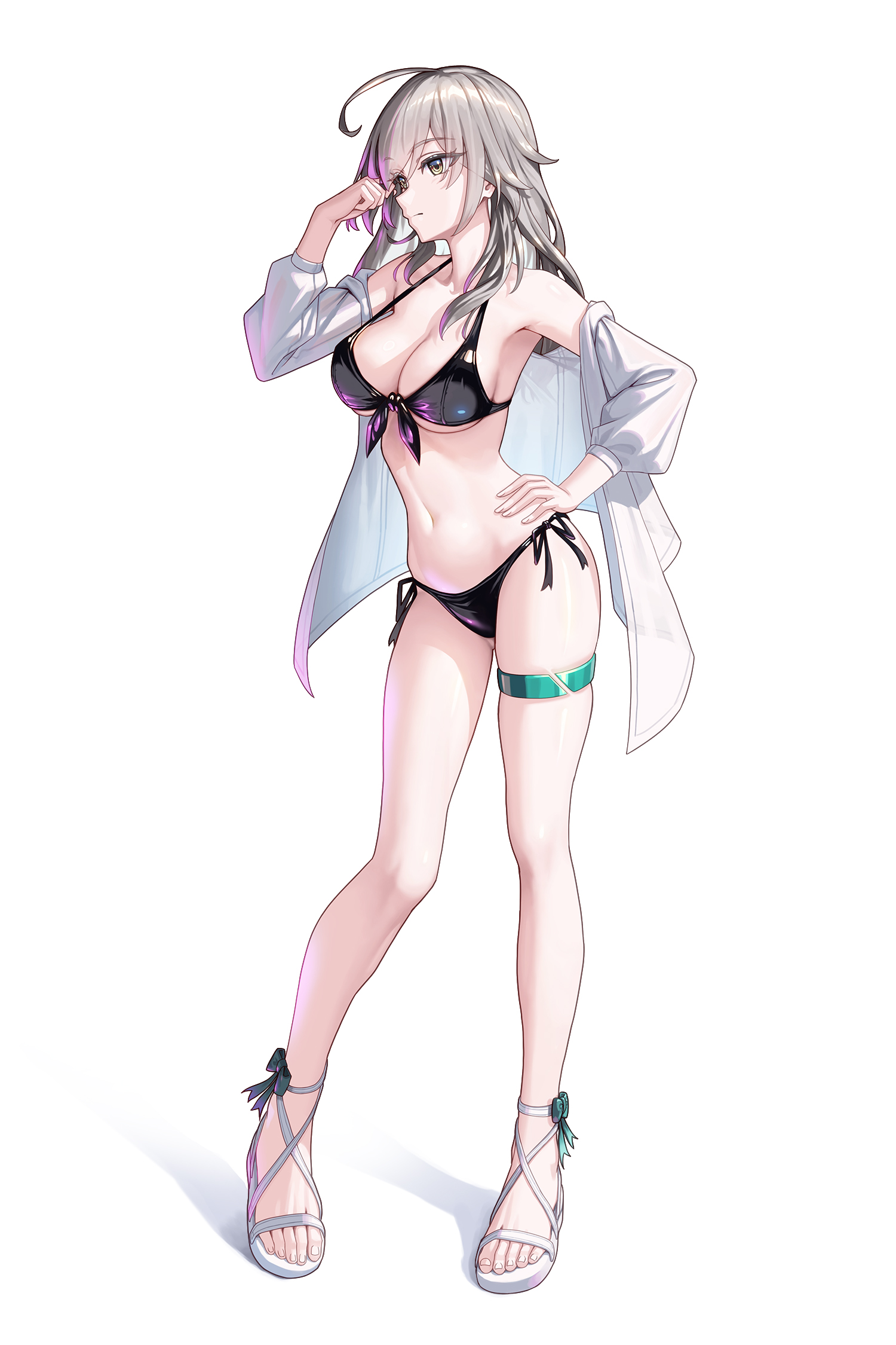 bikini bowlp garter honkai:_star_rail open_shirt see_through stelle swimsuits