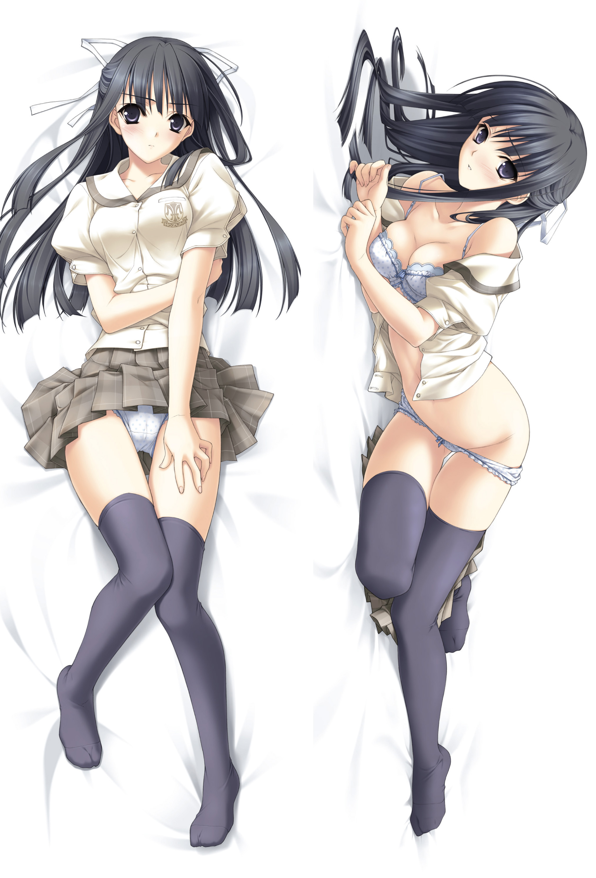 bra cleavage dakimakura migiwa_kazuha pantsu possible_duplicate seifuku skirt_lift sphere suzuhira_hiro thighhighs yosuga_no_sora