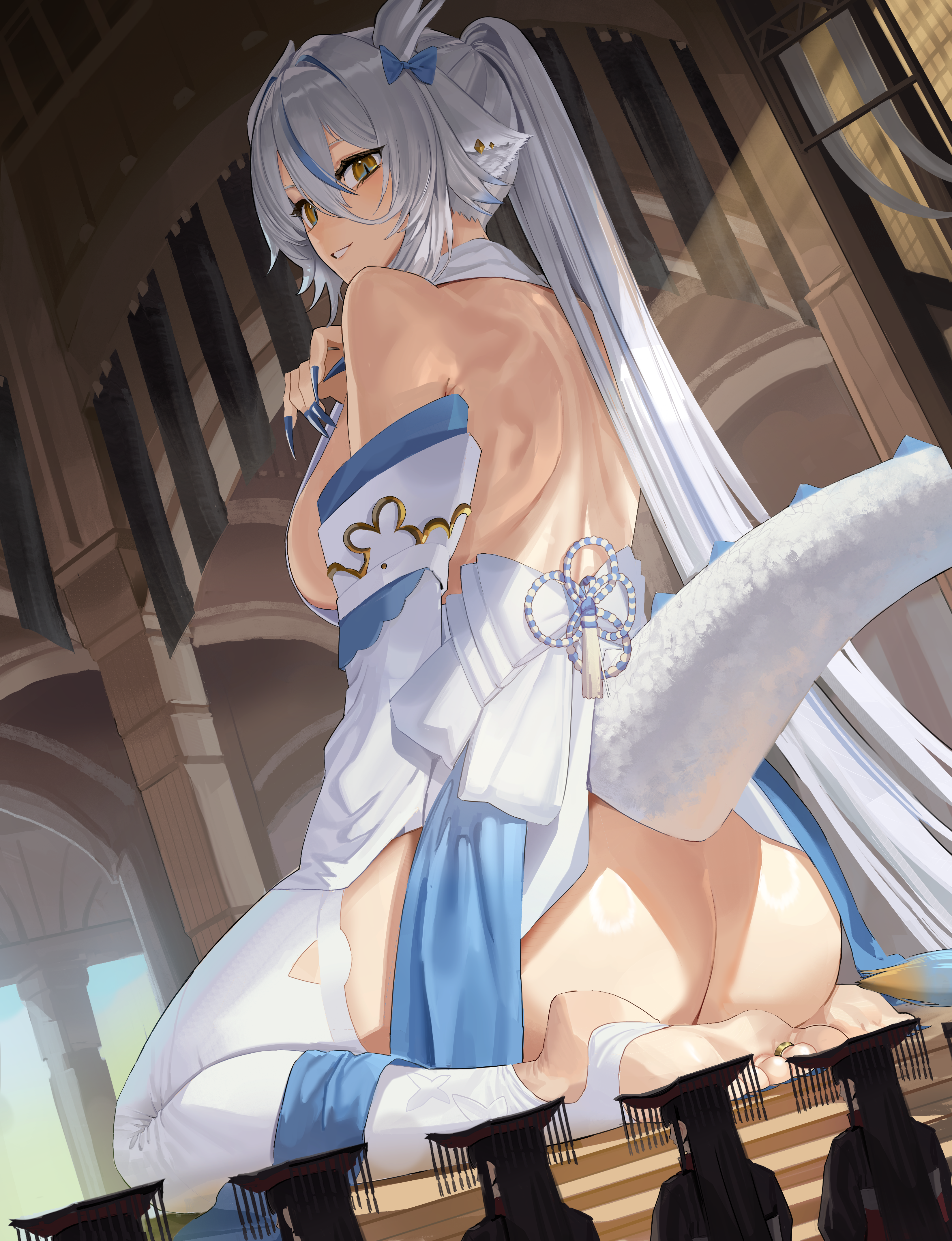 goback no_bra nopan tail thighhighs