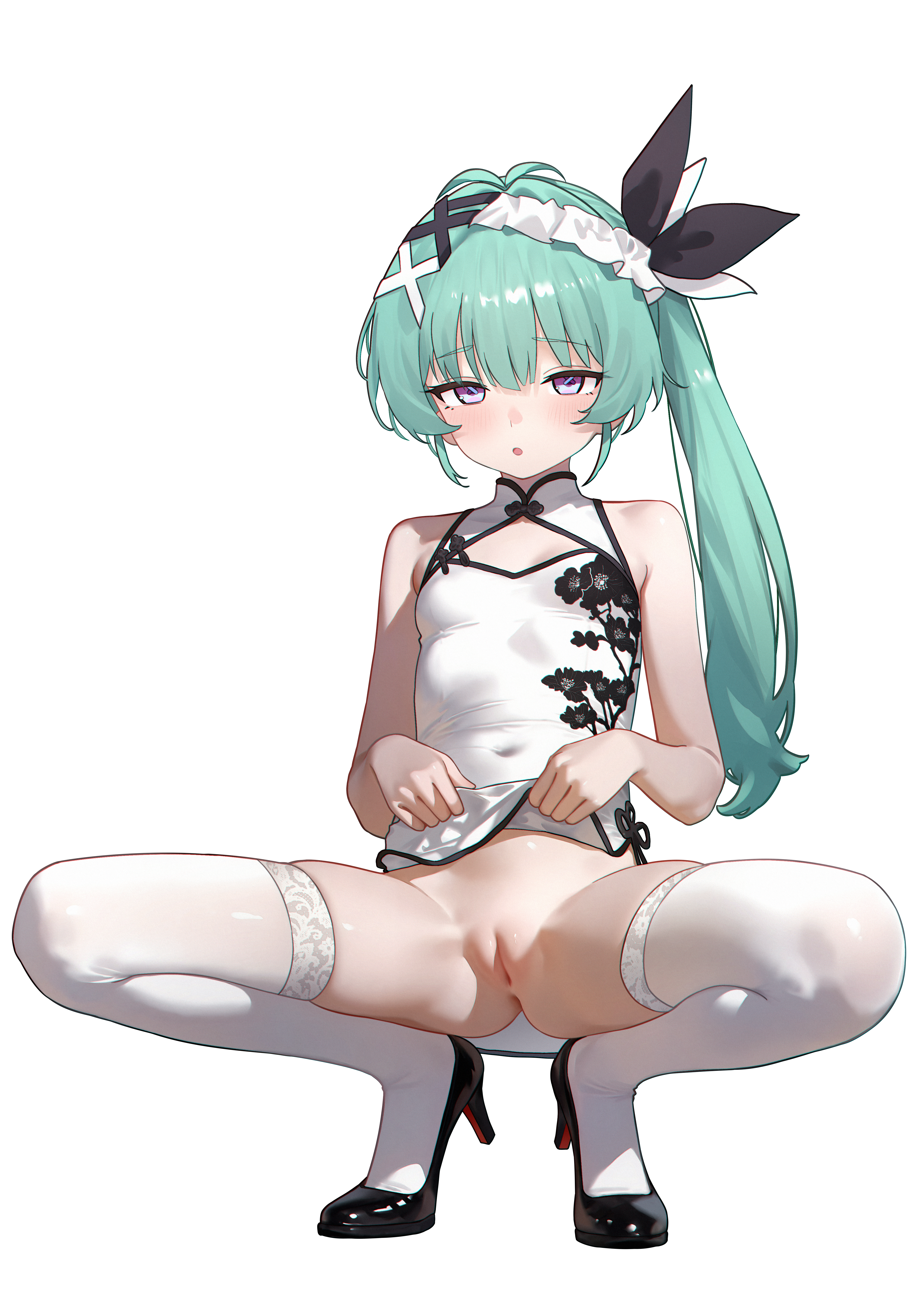 chinadress eco_376124 heels indie_virtual_youtuber loli nopan pussy skirt_lift thighhighs tonari_mei uncensored