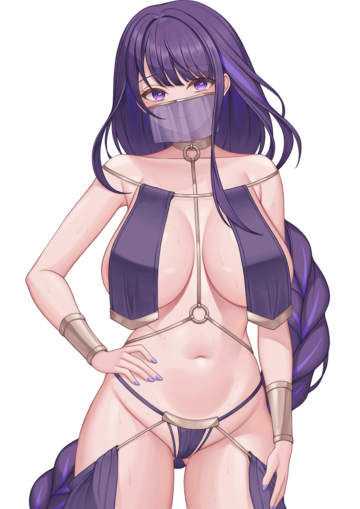 genshin_impact no_bra pantsu pinkcap raiden_shogun thong