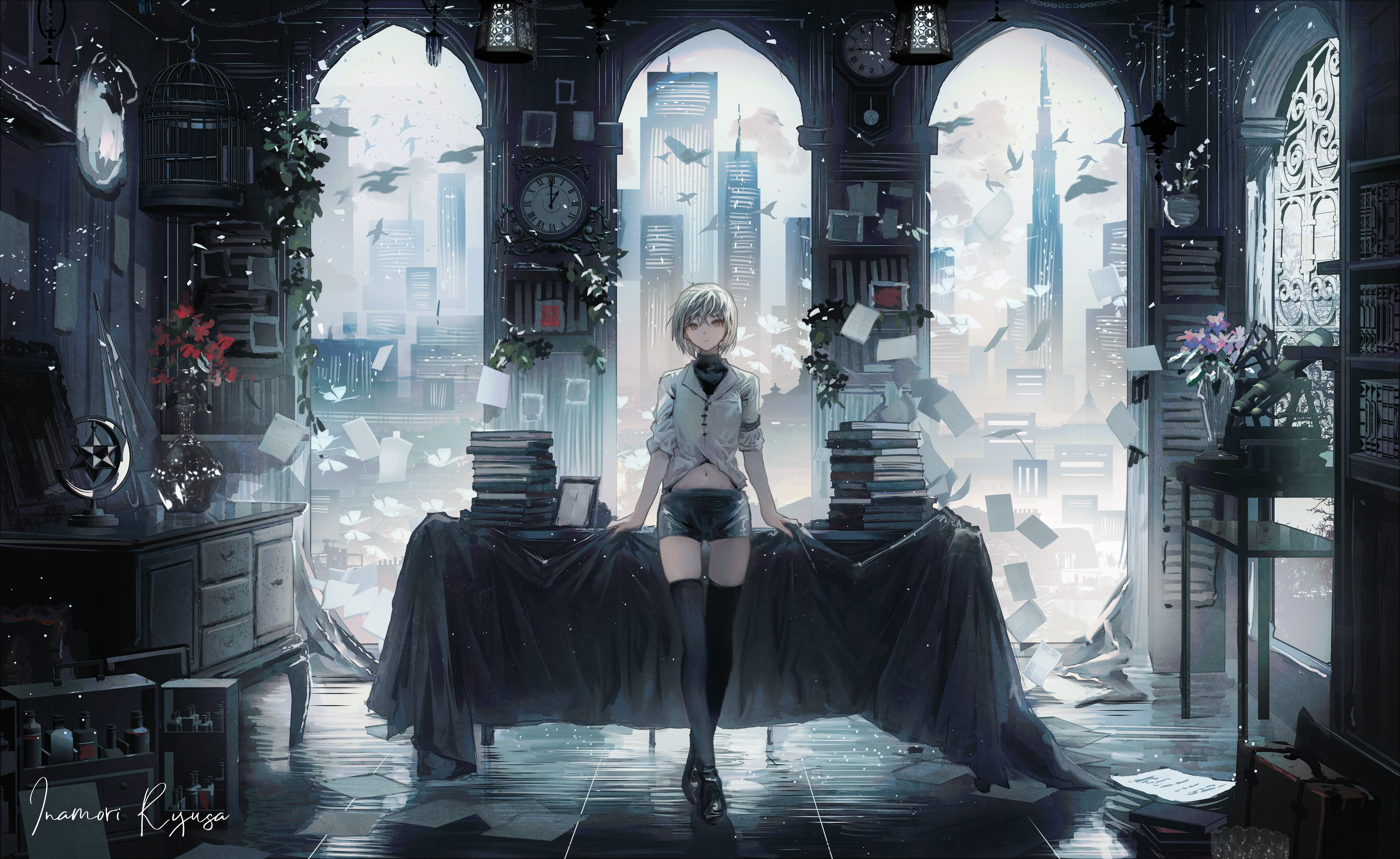 inamori_ryuusa landscape thighhighs