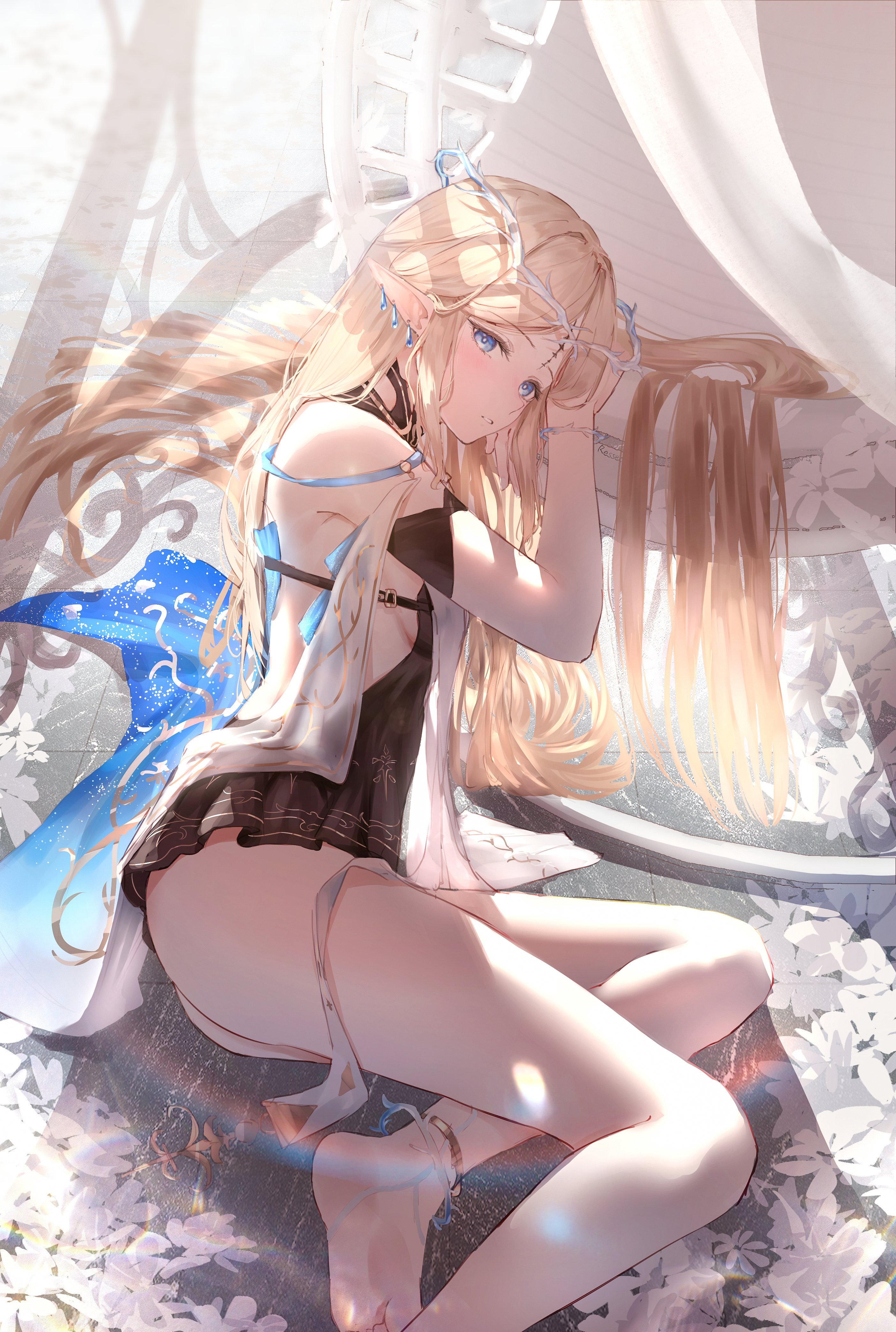 cartethyia no_bra pointy_ears ressec see_through tattoo wuthering_waves