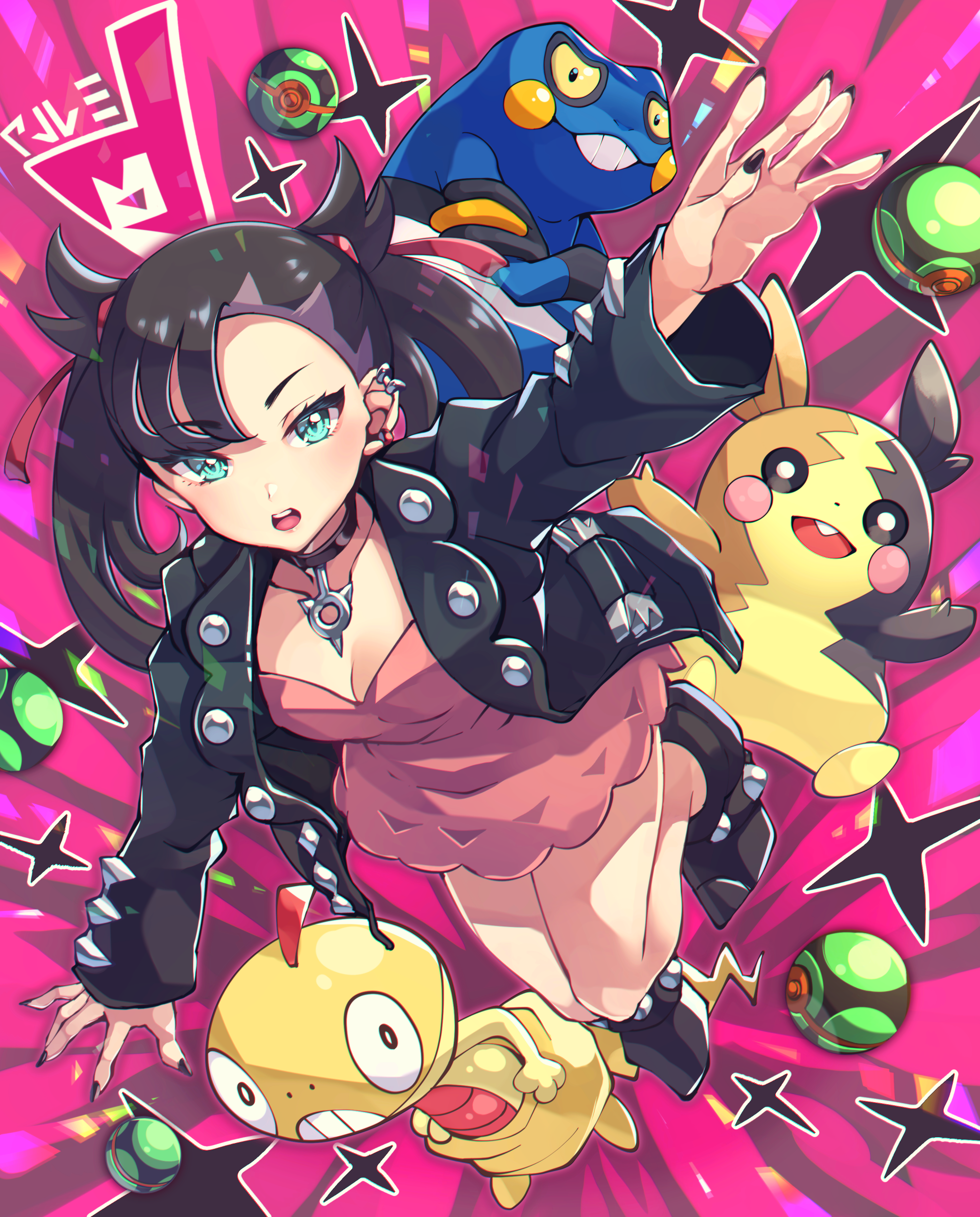 cleavage croagunk dress mary_(pokemon) morpeko pokemon pokemon_swsh scraggy shashaki