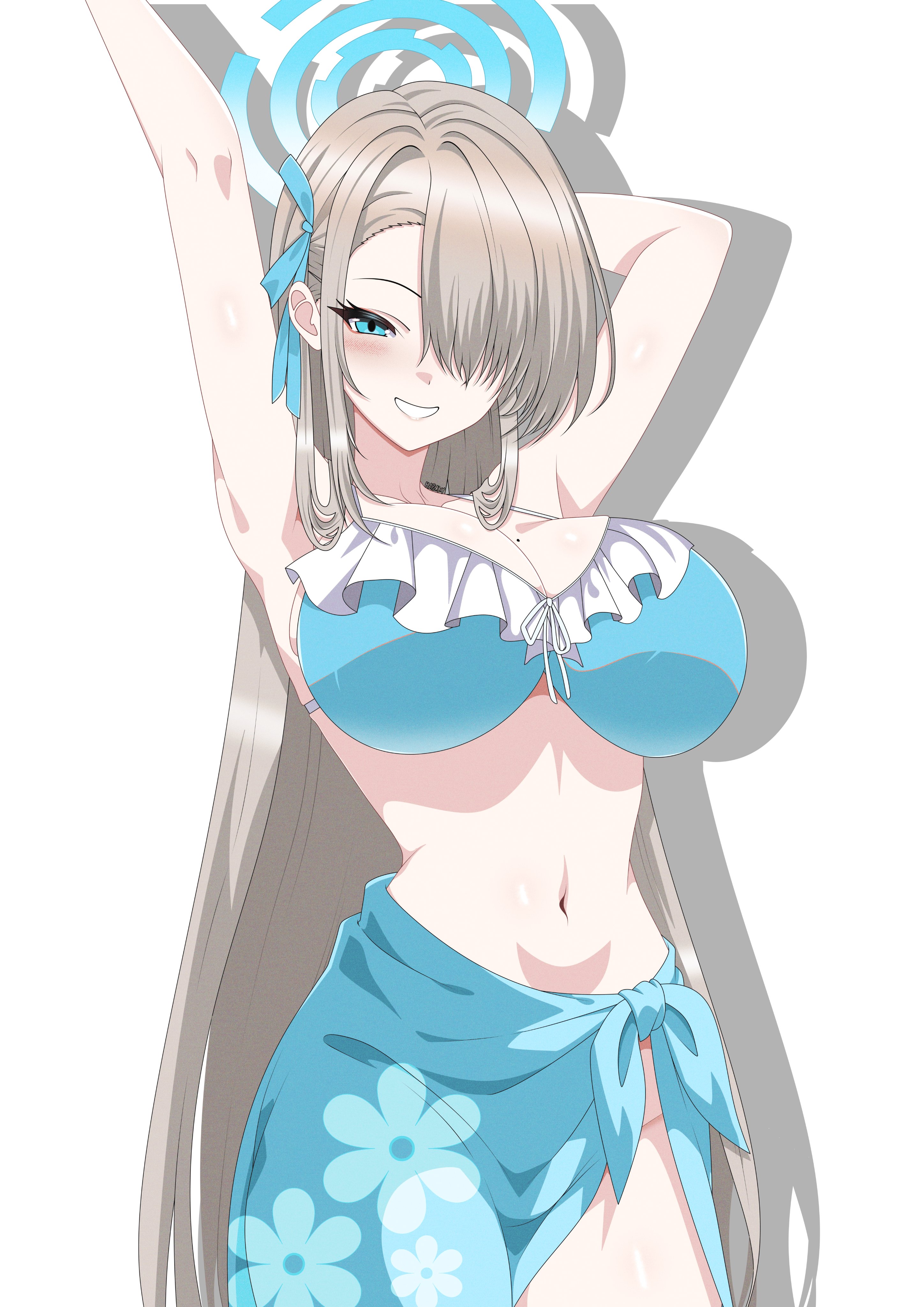 bikini_top blue_archive halo hazaky ichinose_asuna nopan swimsuits