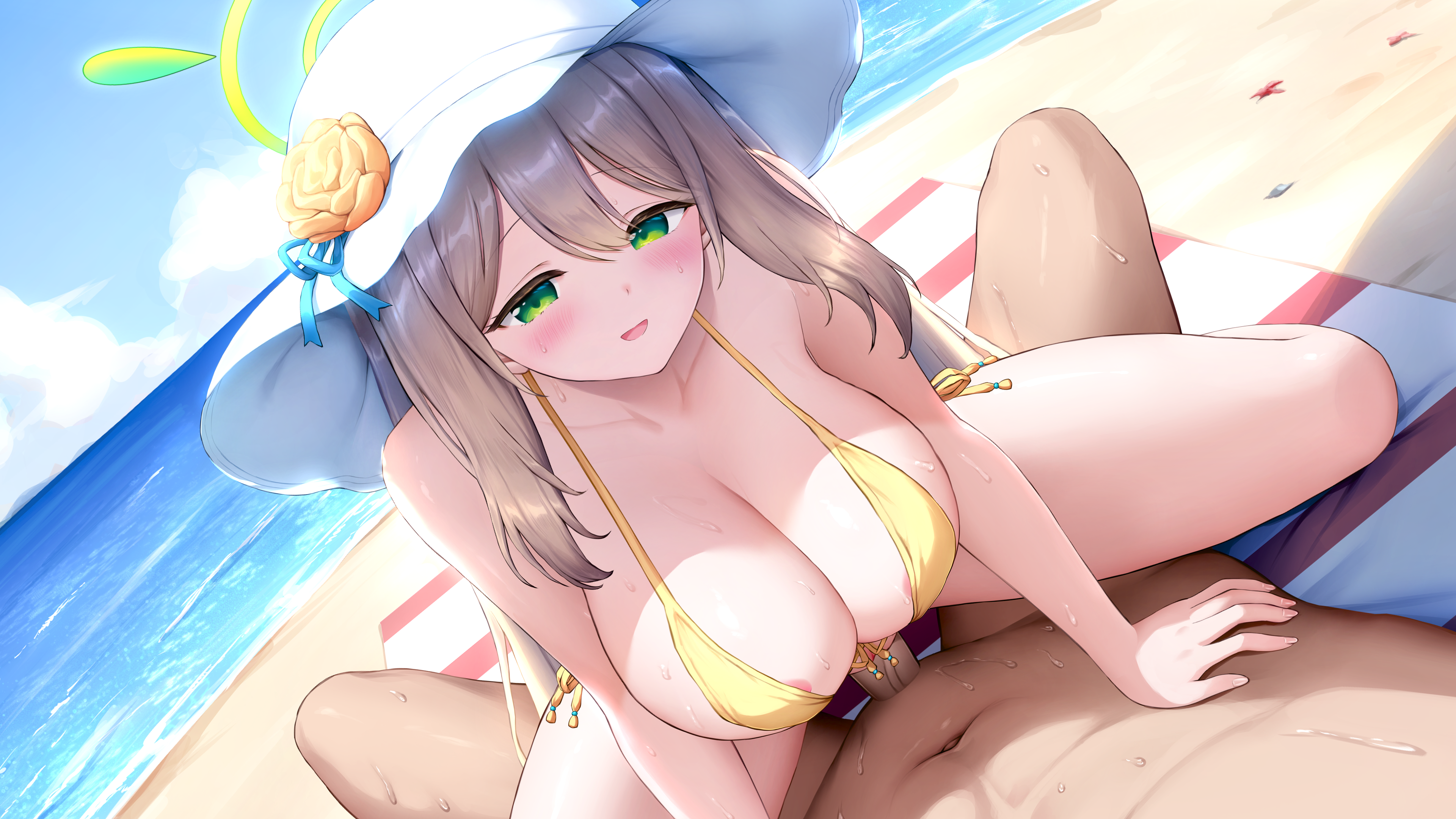 areola bikini blue_archive halo izayoi_nonomi panty_pull penis pussy pussy_juice sayika sex swimsuits thong uncensored wallpaper wet