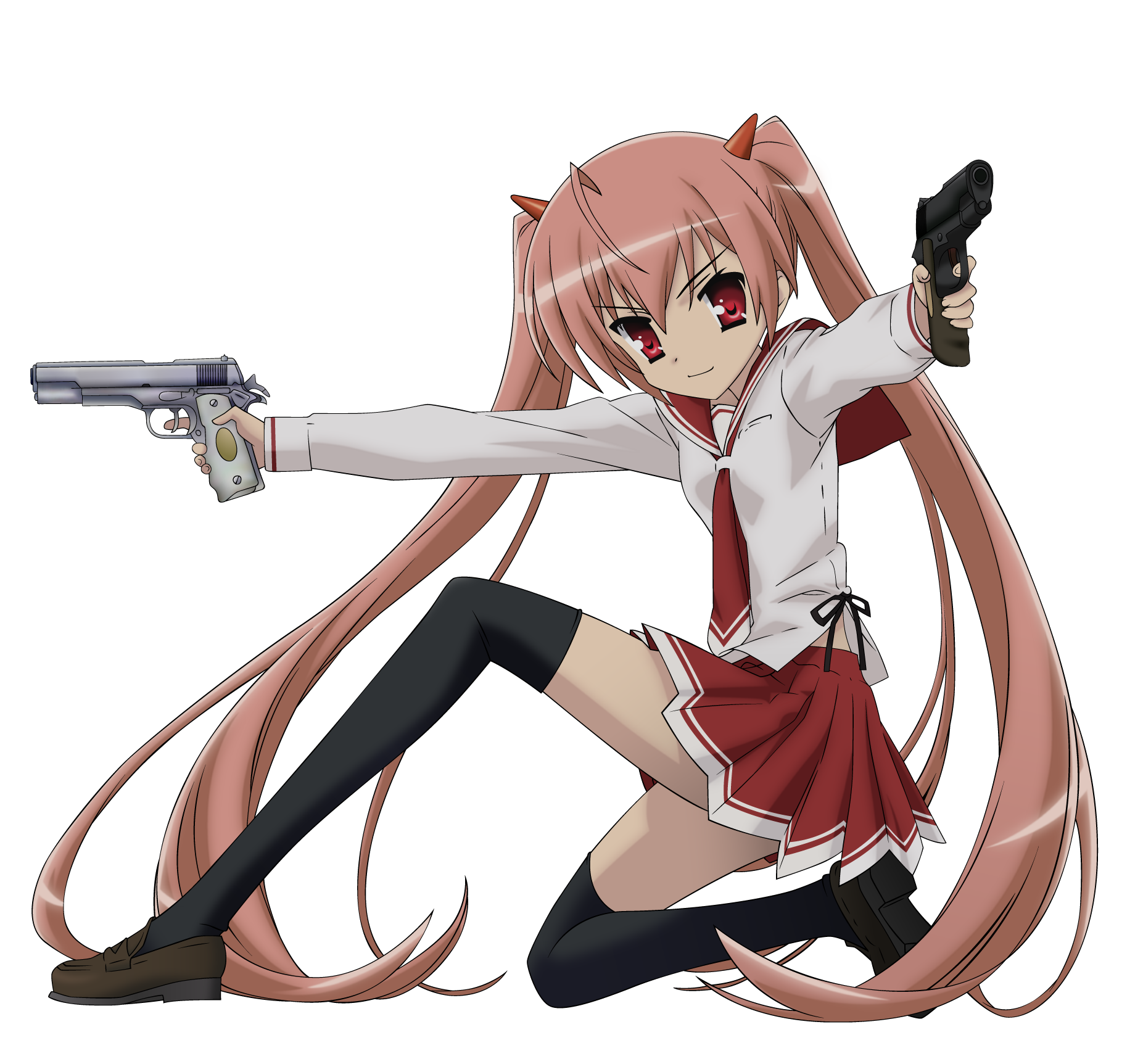 gun hidan_no_aria iwakura_kazunori kanzaki_h._aria thighhighs transparent_png vector_trace