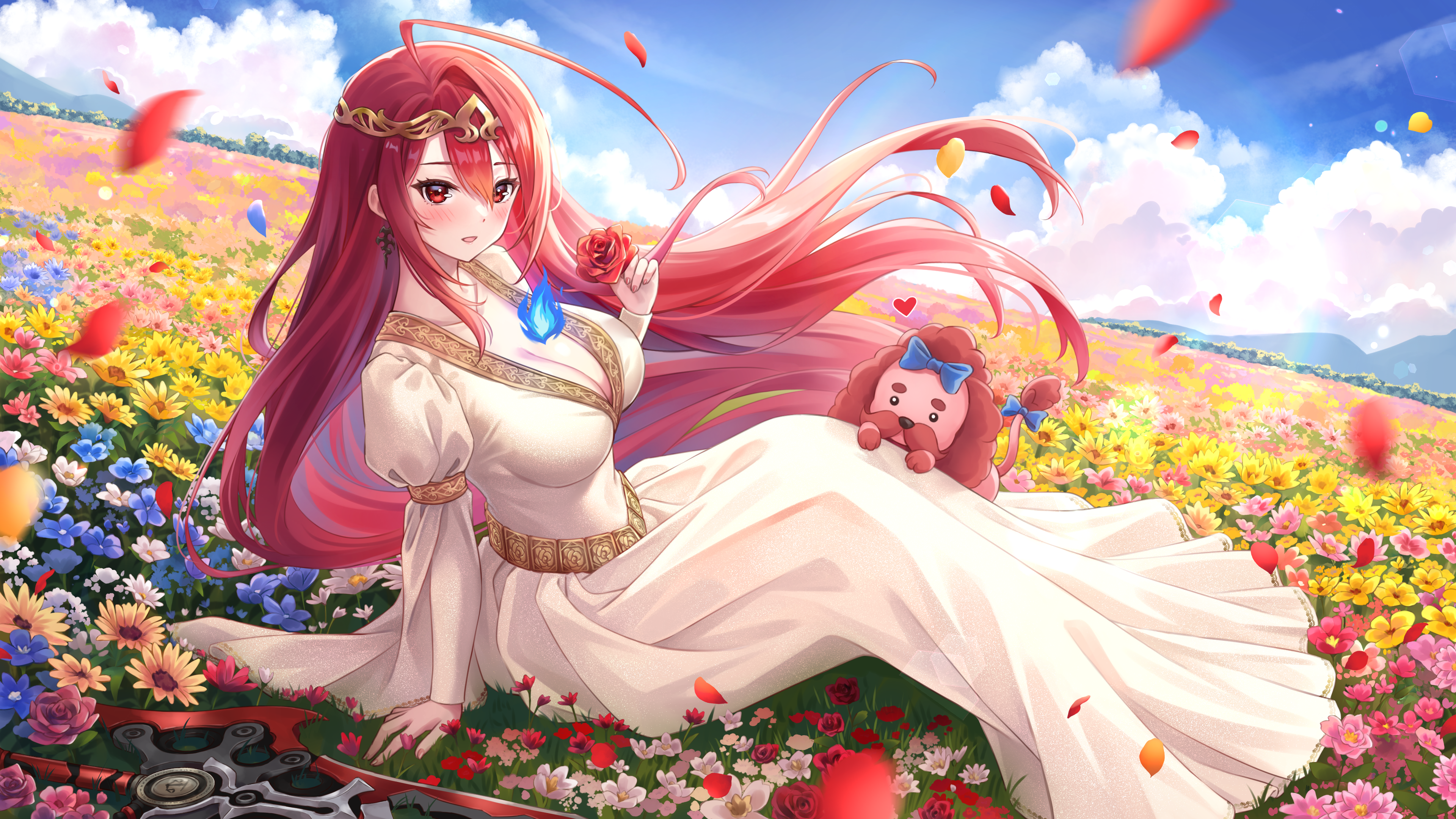 dress elizabeth_rose_bloodflame hololive hololive_english no_bra sebu_illust sword wallpaper