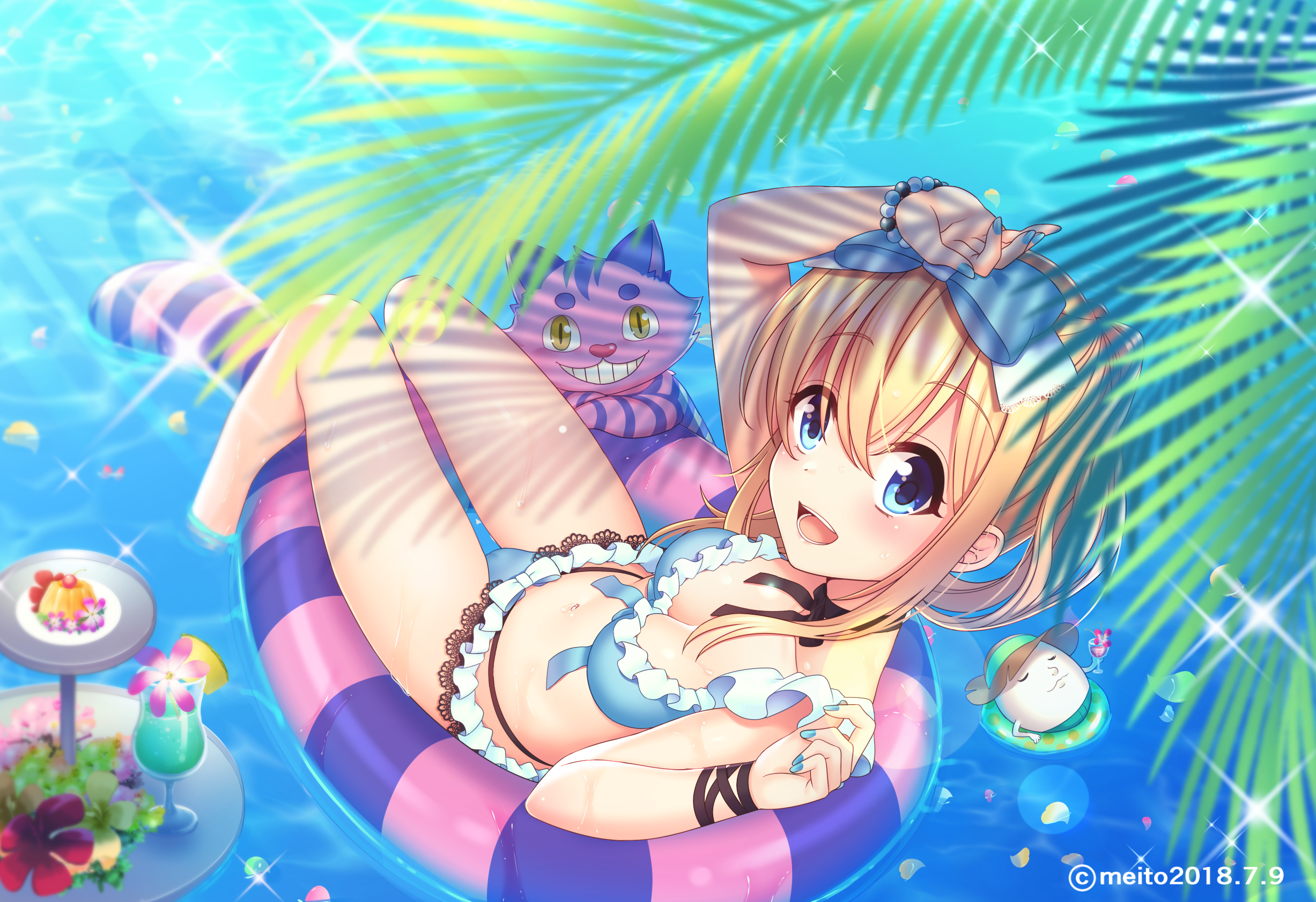 bikini cameltoe cleavage hoshina_meito neko swimsuits wet