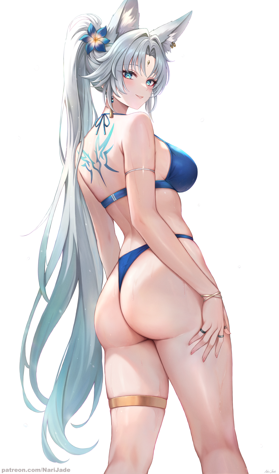 animal_ears ass bikini feixiao garter honkai:_star_rail narijade swimsuits tattoo thong wet