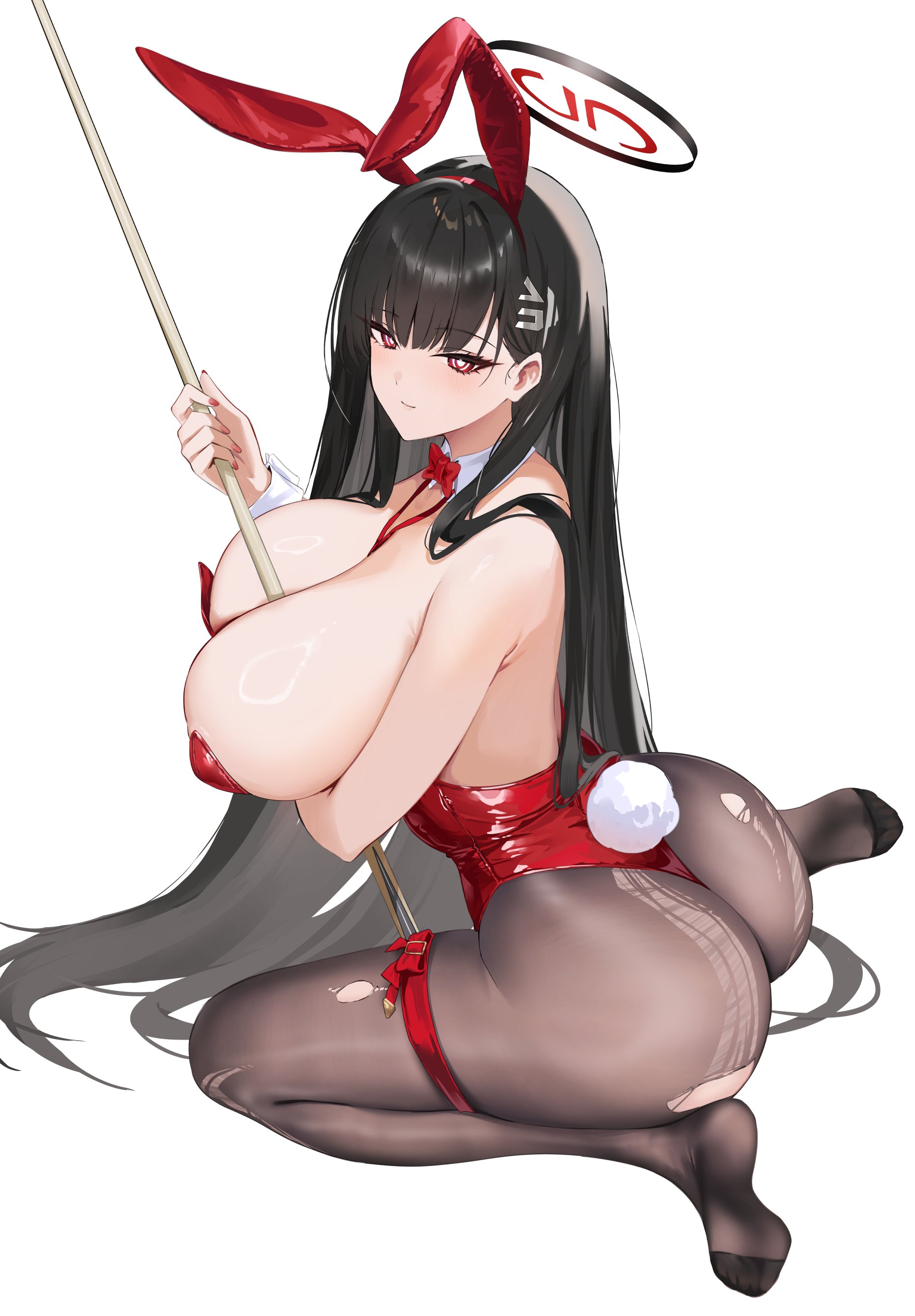 animal_ears ass azur_lane blue_archive bunny_ears bunny_girl cosplay garter halo kakumayu no_bra pantyhose taihou_(azur_lane) tail torn_clothes tsukatsuki_rio