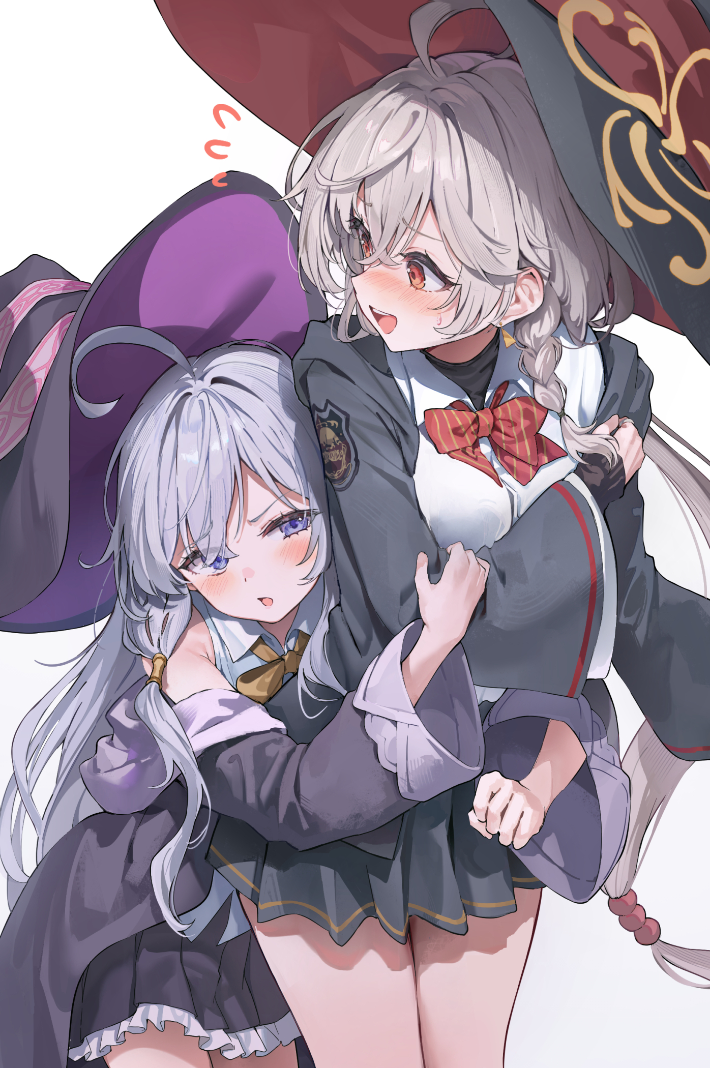 blue_archive crossover elaina_(majotabi) halo huwari majo_no_tabitabi seifuku shirao_eri witch yuri