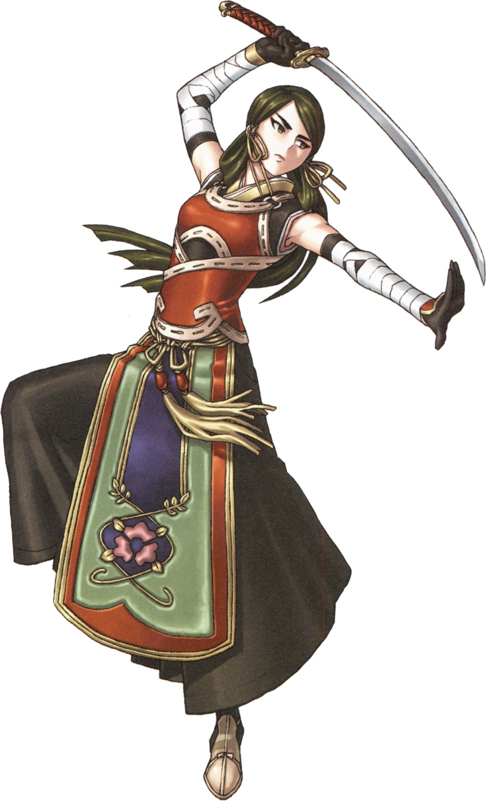 bandages dress hazuki_(suikoden) japanese_clothes kizaki_sub-zero suikoden suikoden_v sword