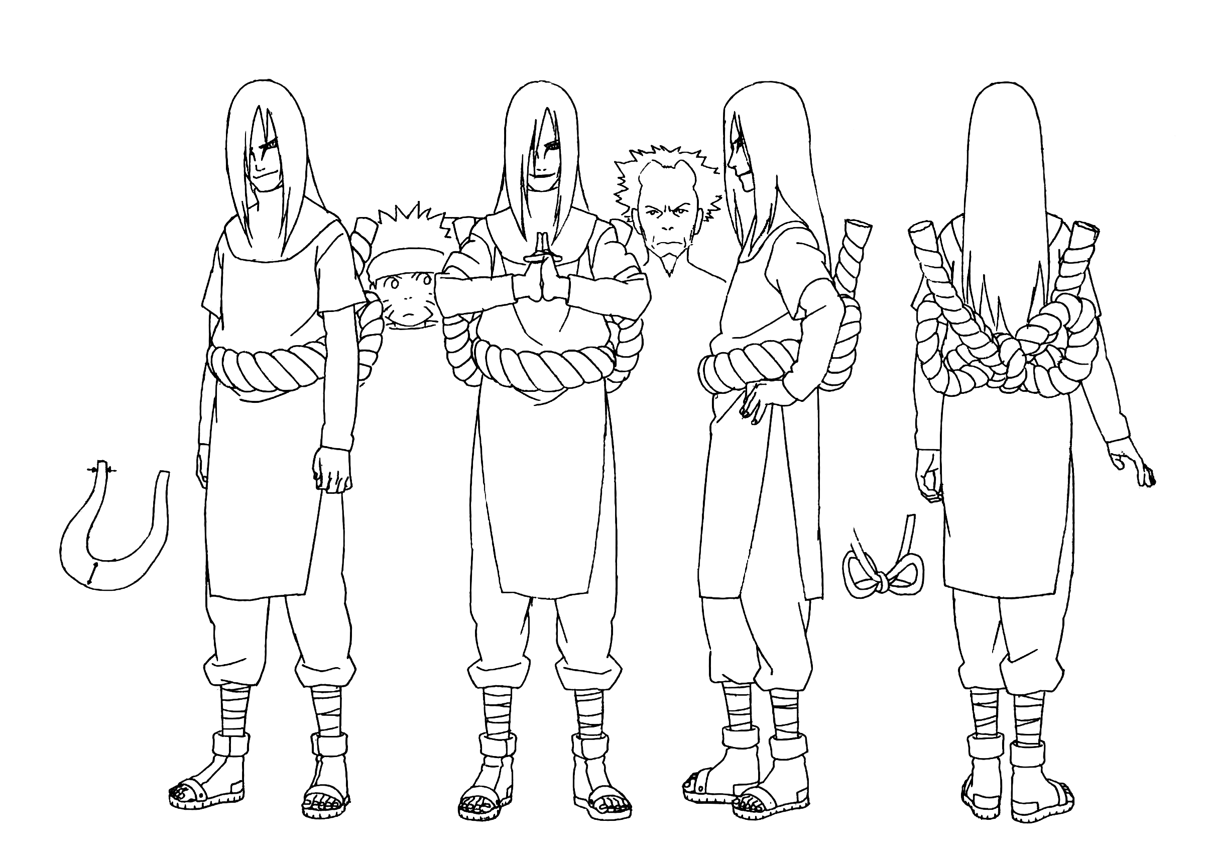 orochimaru, guren, and yuukimaru (naruto and 2 more) drawn by  nishio_tetsuya