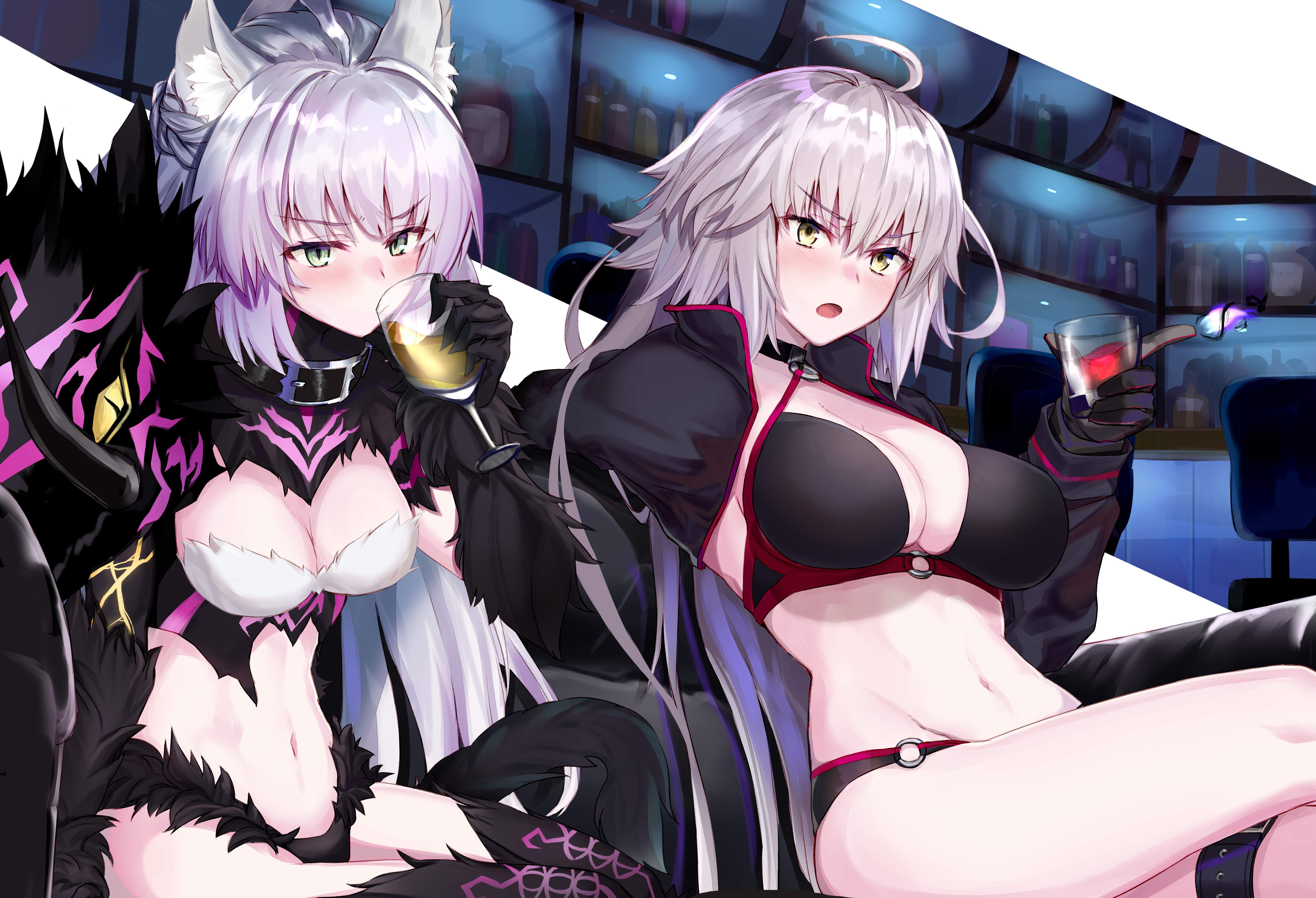 animal_ears armor atalanta_alter bikini fate/grand_order jeanne_d'arc jeanne_d'arc_(alter)_(fate) ninoude_(ninoude44) pantsu swimsuits thighhighs