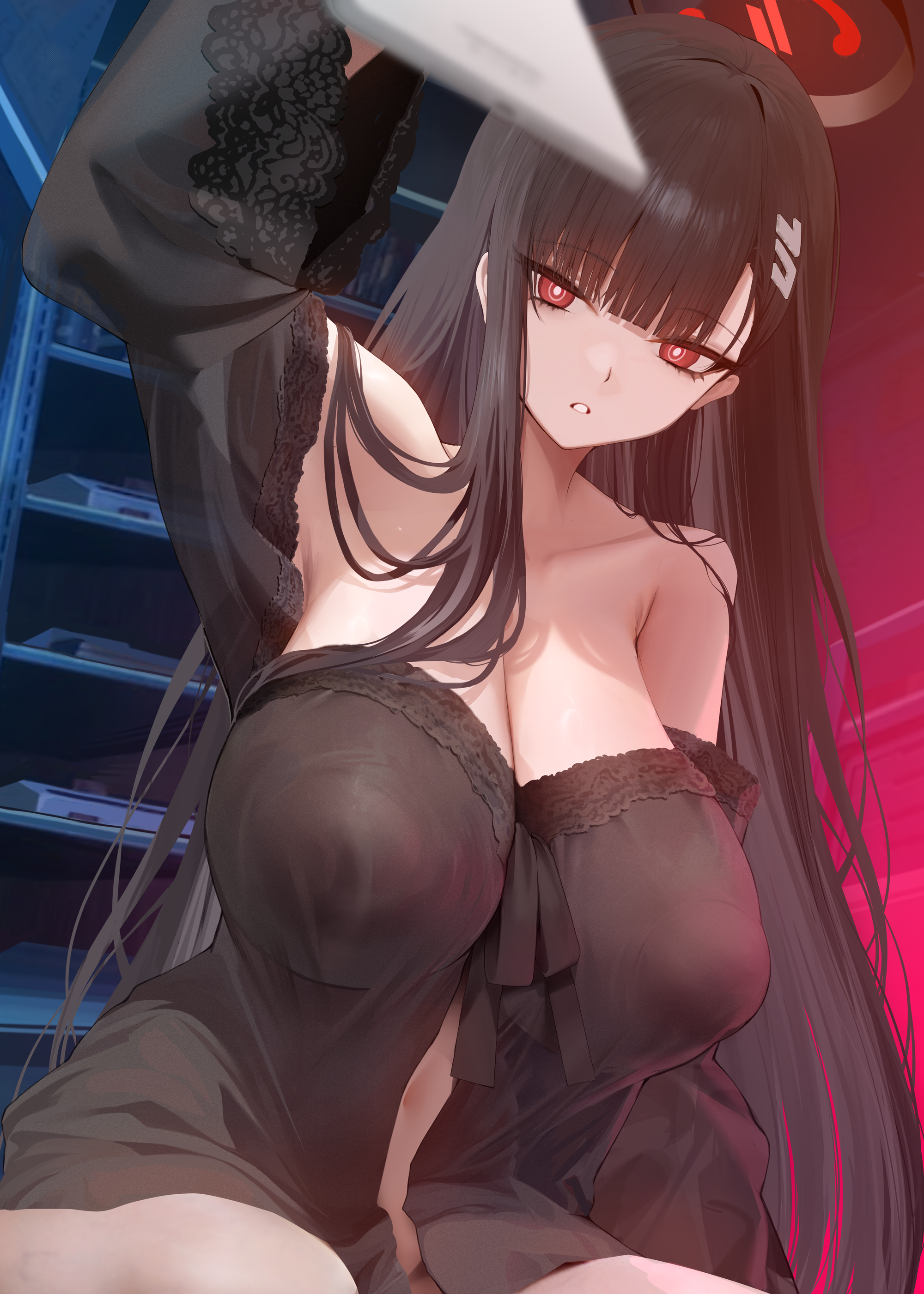 blue_archive erect_nipples halo lingerie no_bra nopan see_through tsukatsuki_rio xiujia_yihuizi