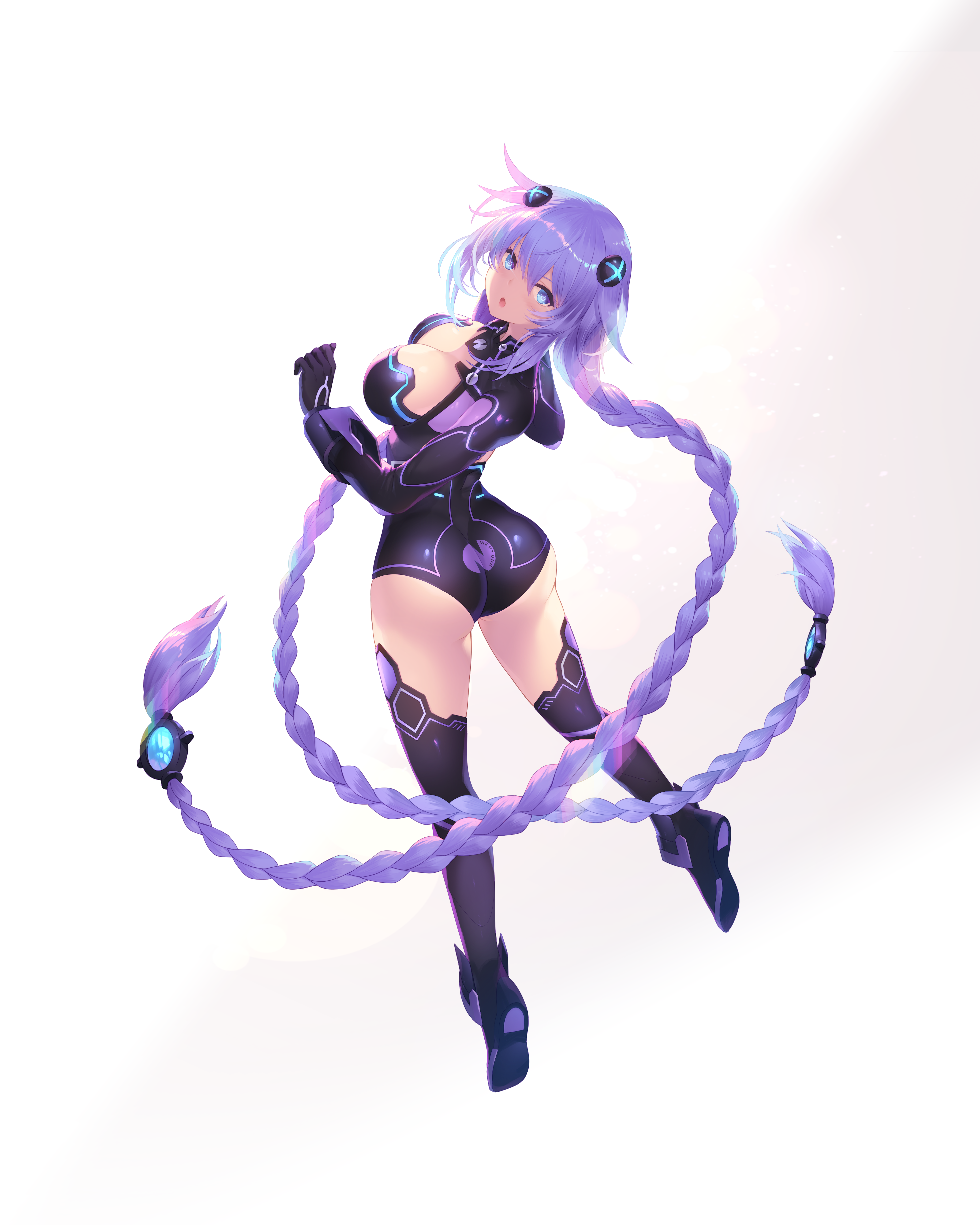 ass bodysuit cait choujigen_game_neptune leotard purple_heart thighhighs