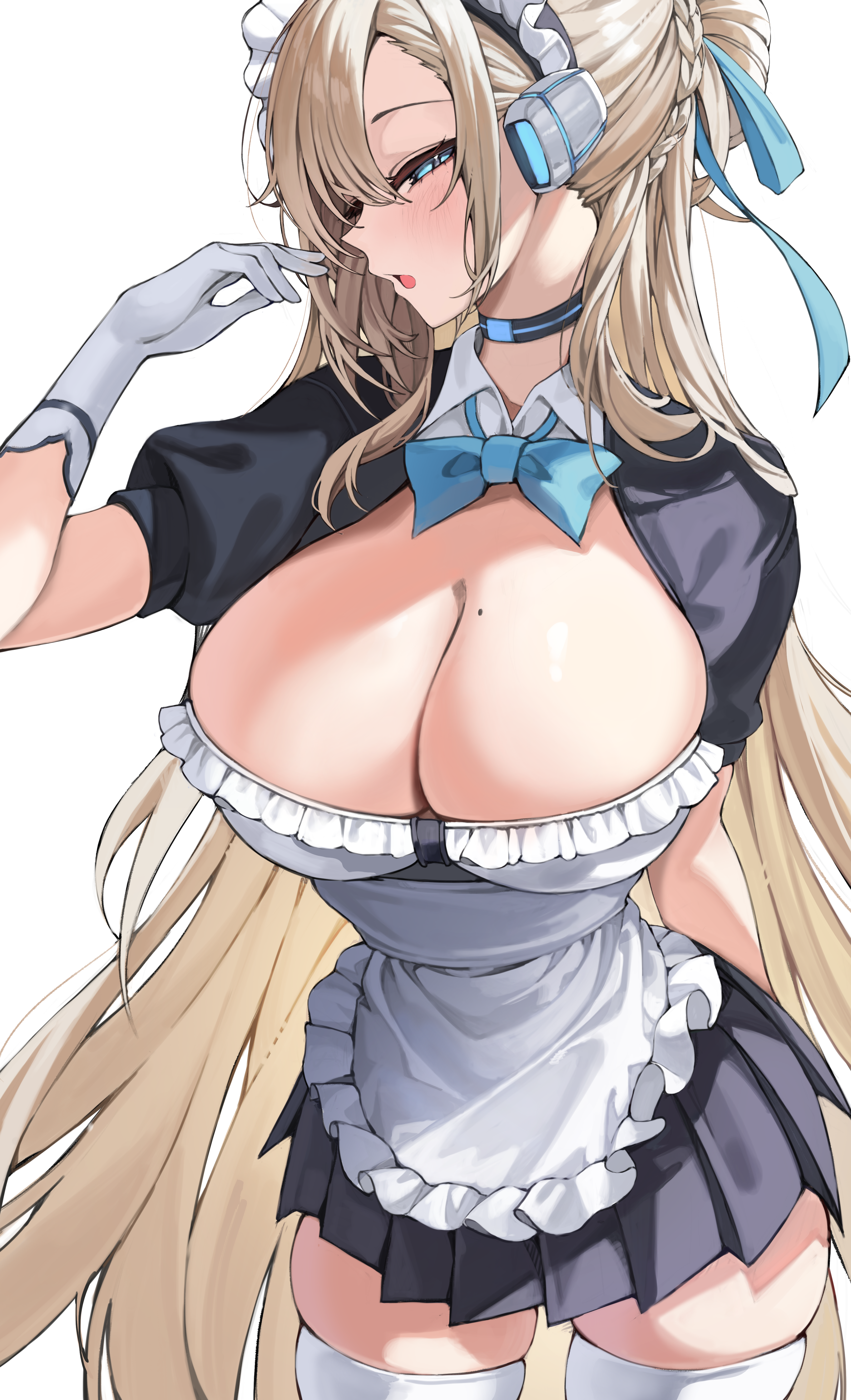 akamin435 blue_archive ichinose_asuna maid thighhighs