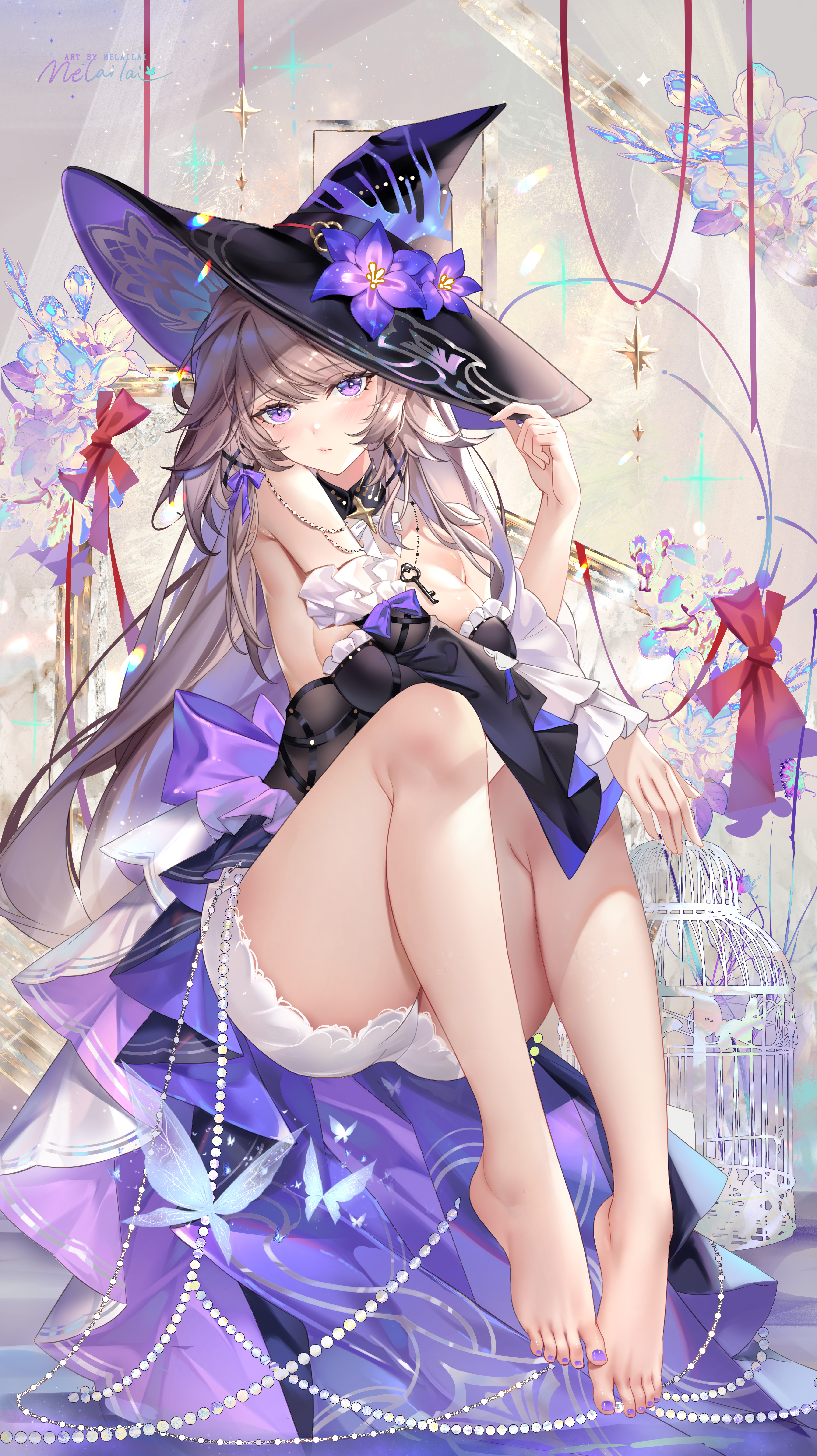 dress herta honkai:_star_rail melailai no_bra skirt_lift witch