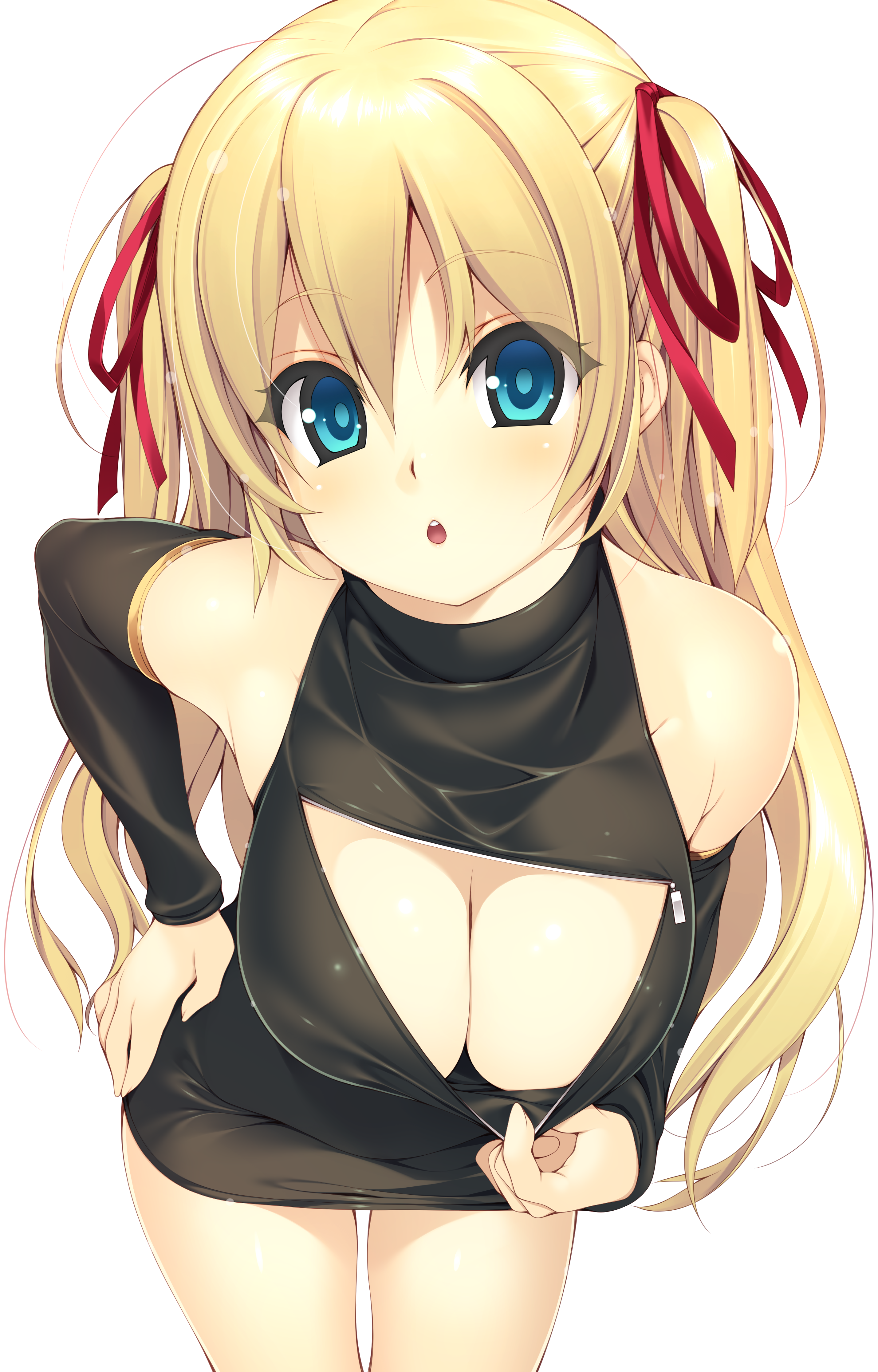 cleavage dress kinoshita_ichi no_bra open_shirt