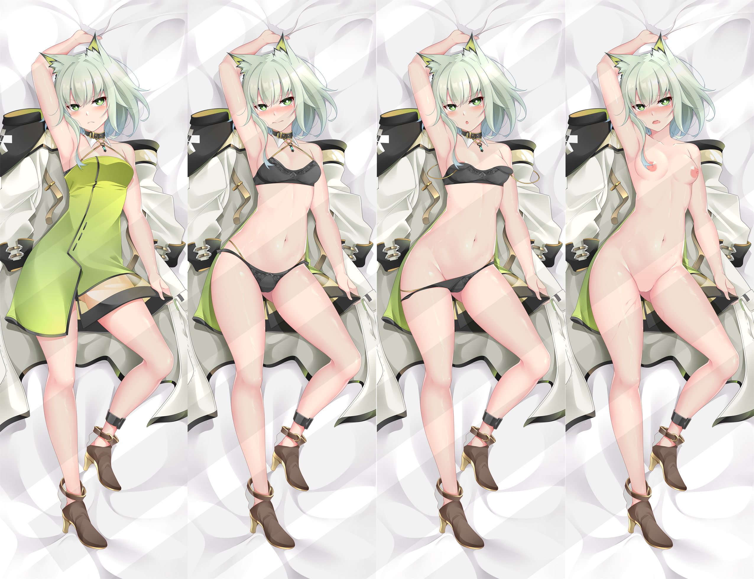 animal_ears arknights bikini dakimakura dress heels kal'tsit_(arknights) masabodo naked nipples panty_pull pussy pussy_juice see_through swimsuits uncensored