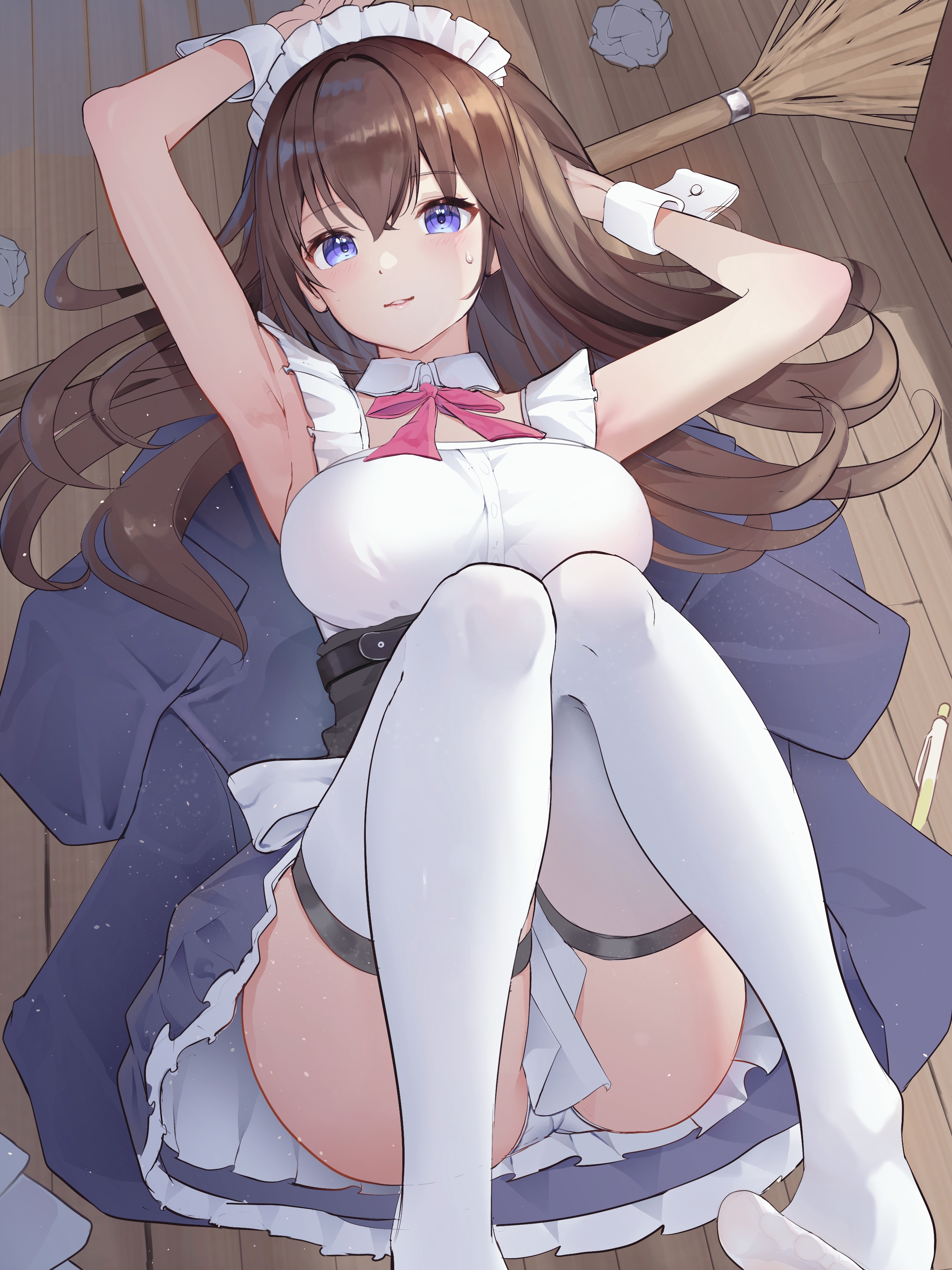 hololive maid pantsu sharc skirt_lift thighhighs tokino_sora