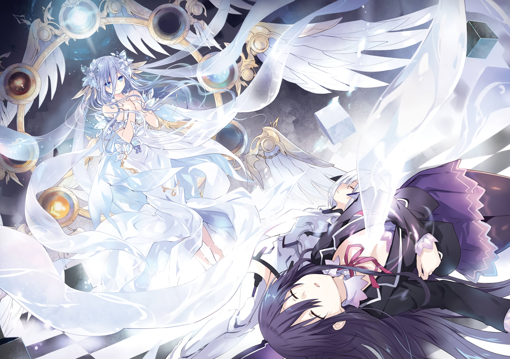 tsunako date a live takamiya mio yatogami tenka yatogami tooka detexted  heels naked sword wings, #568153