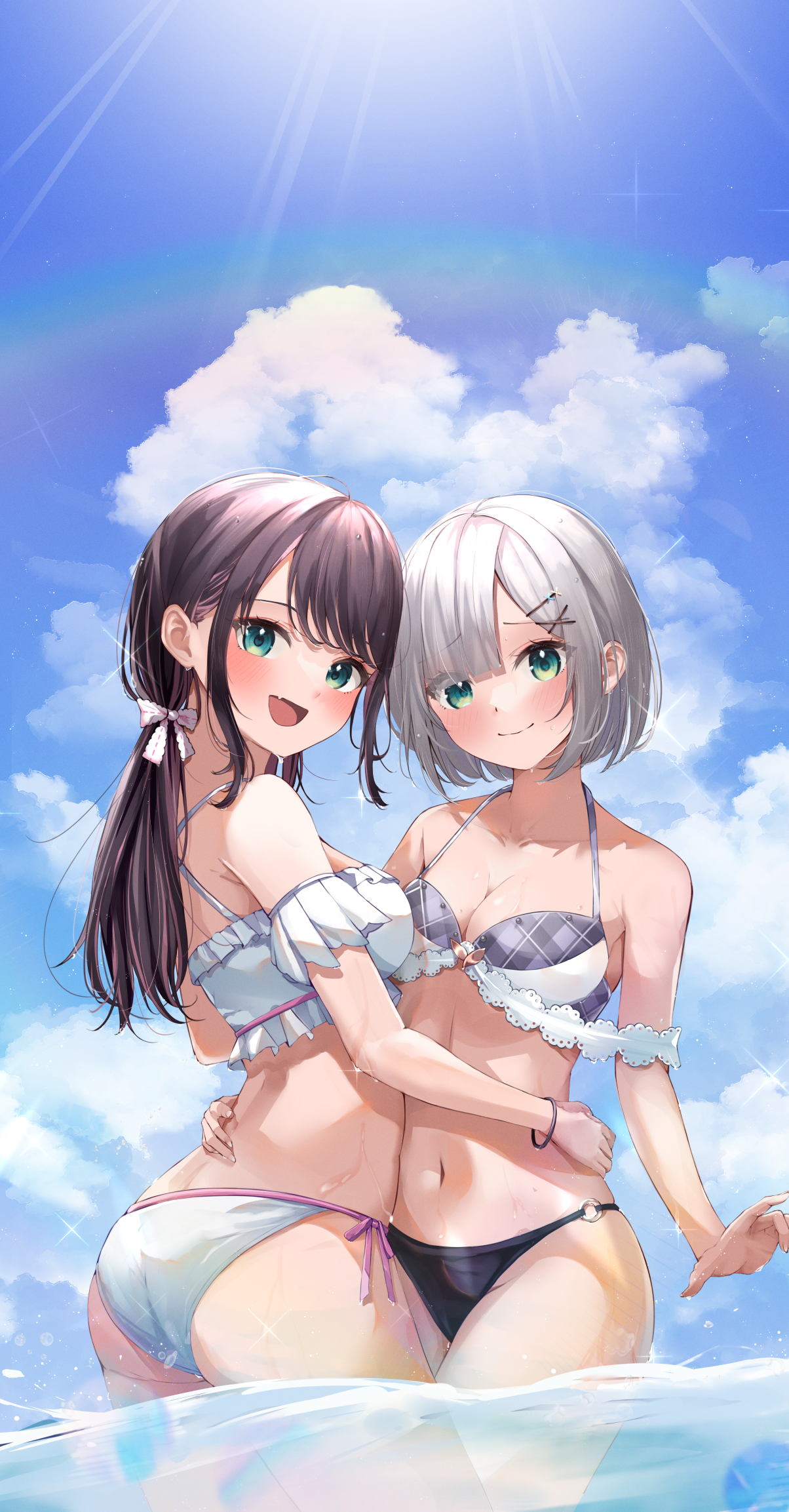 ass bikini horo_27 kaga_nazuna kaga_sumire lupinus_virtual_games swimsuits vspo! wet