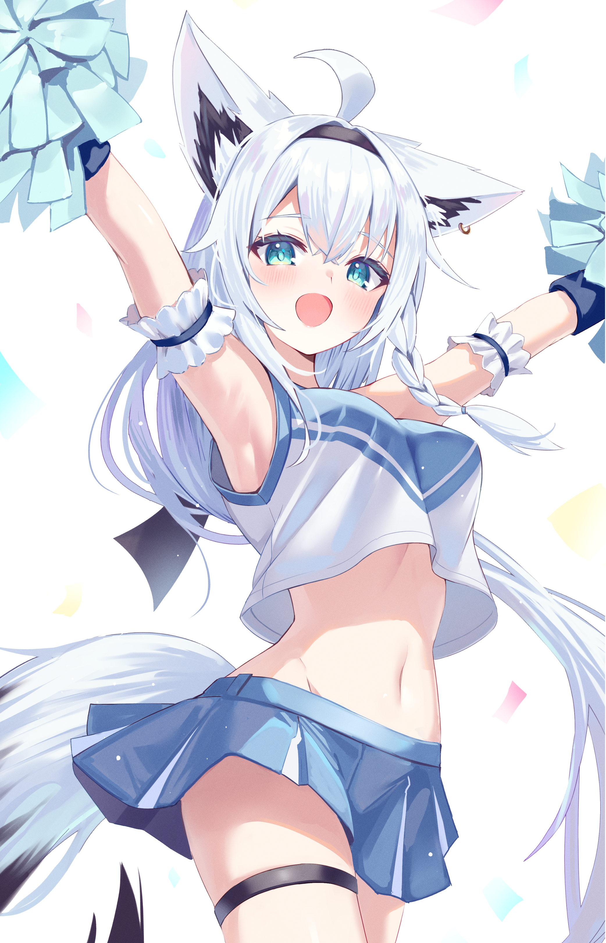 animal_ears cheerleader garter hololive hololive_gamers shirakami_fubuki tail togemaru