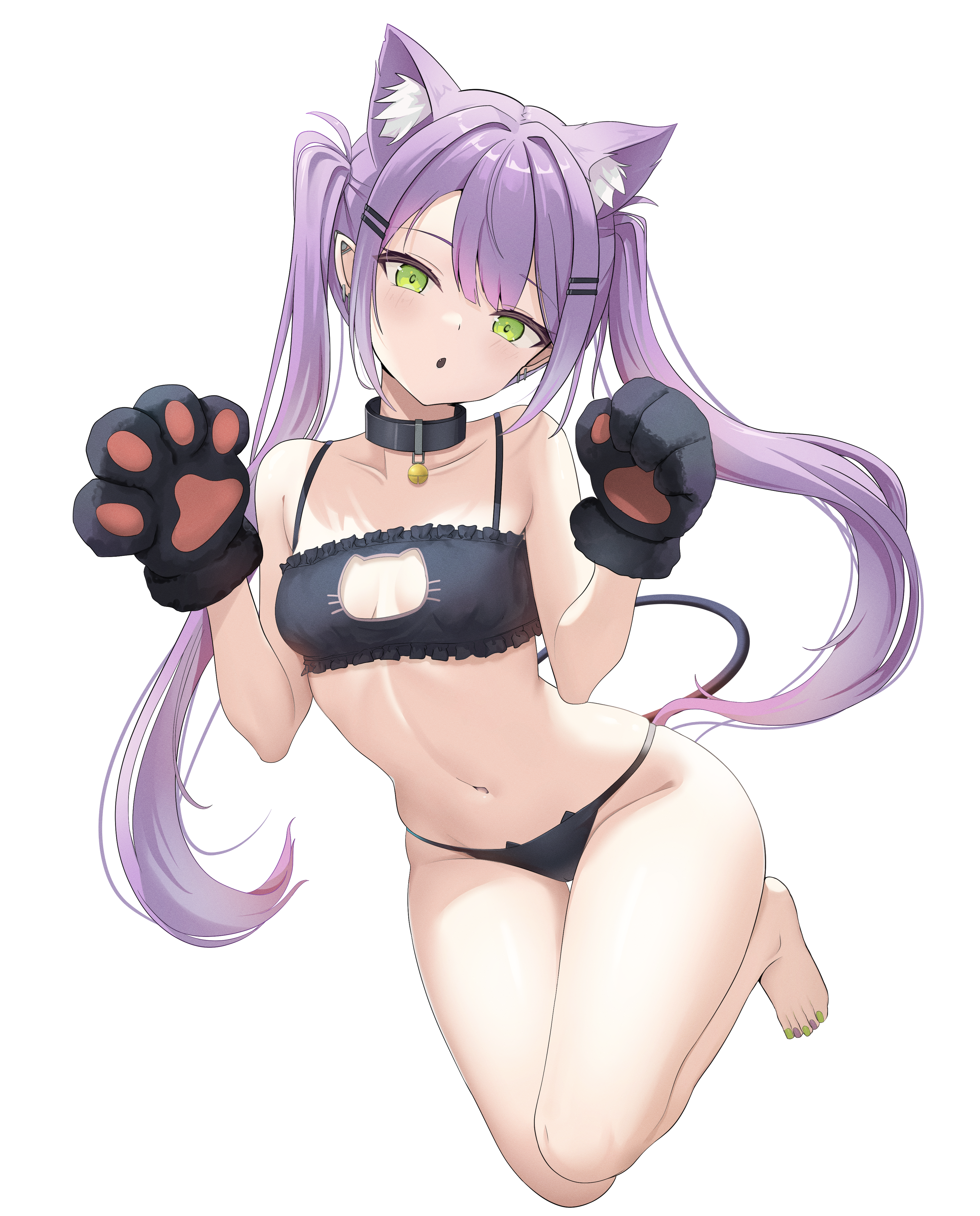 animal_ears bra hololive nekomimi nekonosuke pantsu pointy_ears tail thong tokoyami_towa