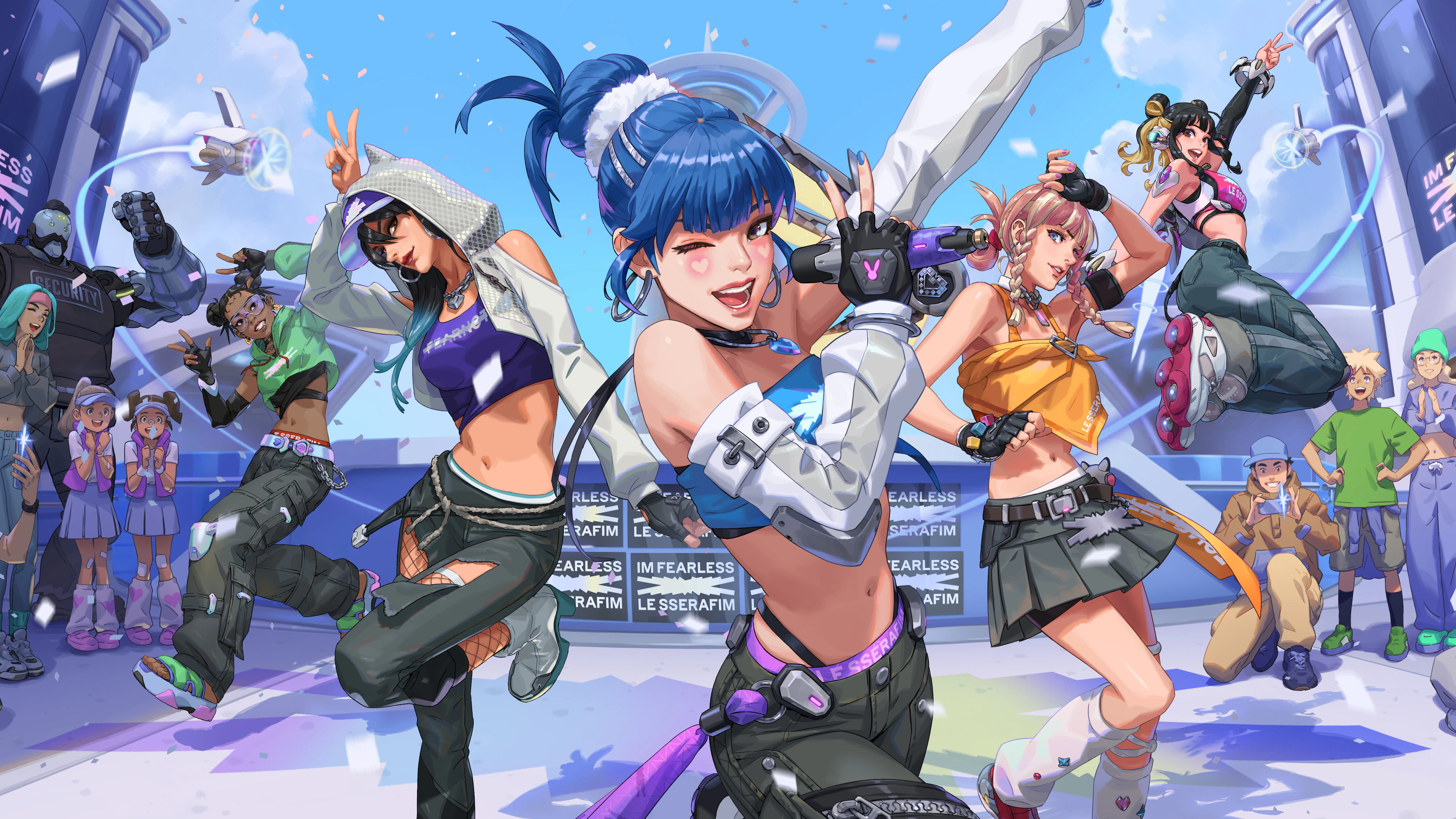 bandaid blizzard_entertainment fishnets garter mecha megane no_bra overwatch_2 tagme tattoo thighhighs torn_clothes wallpaper