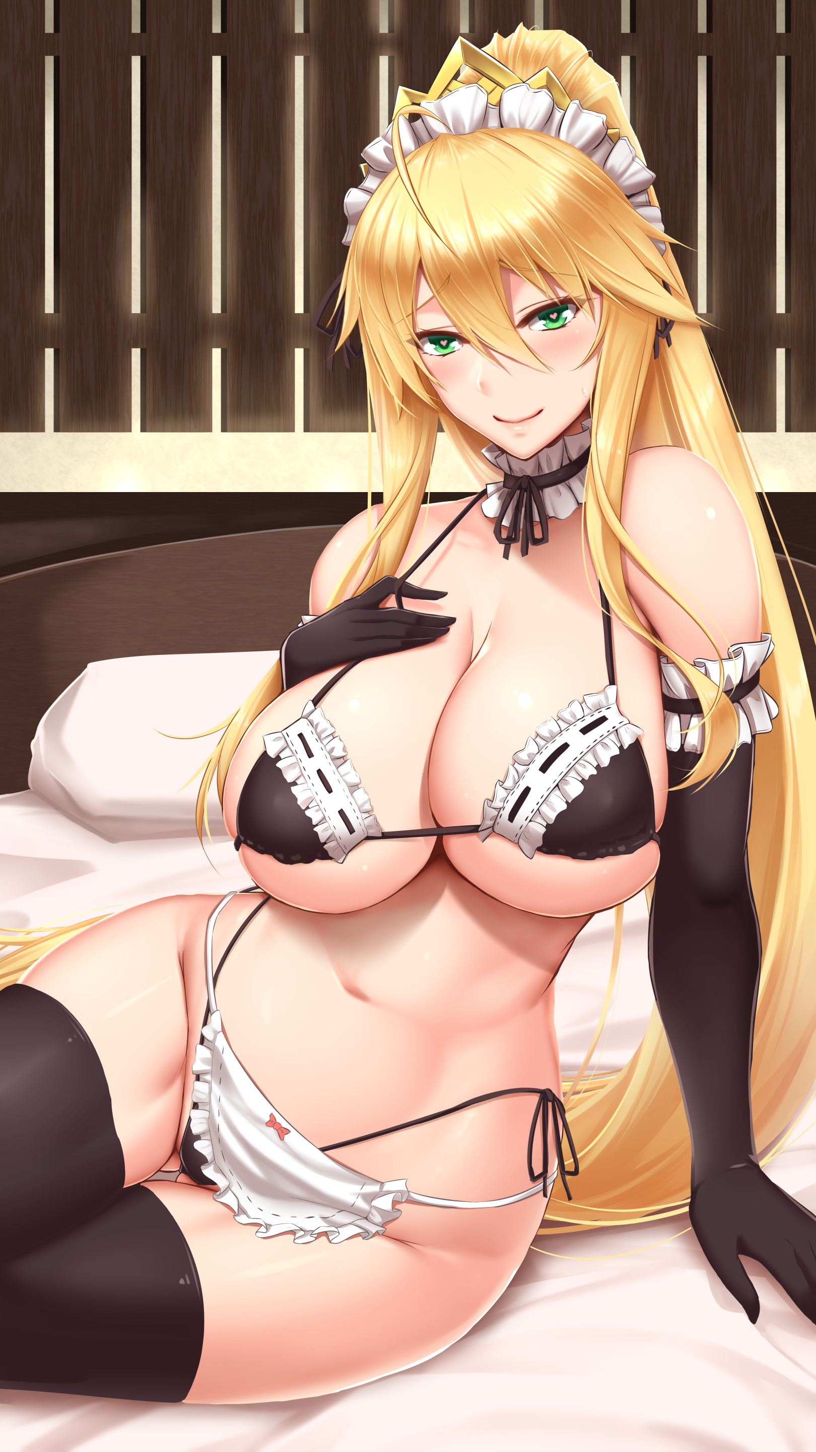 artoria_pendragon_(fate) bikini fate/grand_order maid shuugetsu_karasu swimsuits thighhighs