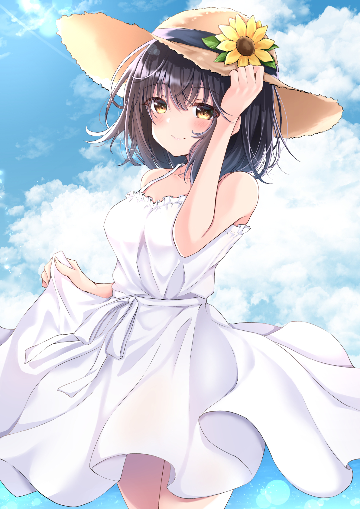 nakaji (artist) cleavage dress skirt lift summer dress | #641865 | yande.re