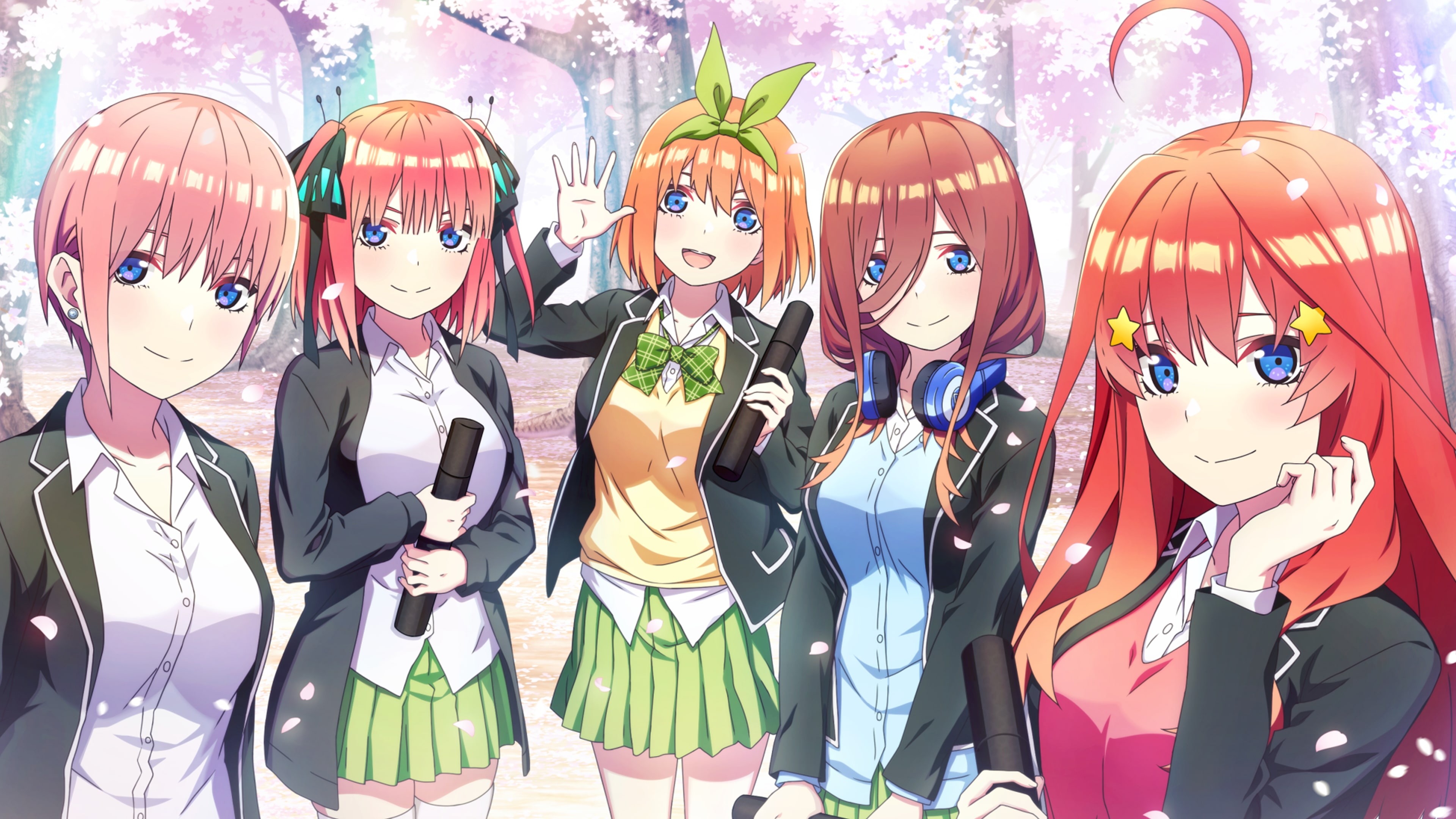 5-toubun no hanayome nakano ichika nakano itsuki nakano miku nakano nino  nakano yotsuba headphones seifuku sweater tagme, #1084777