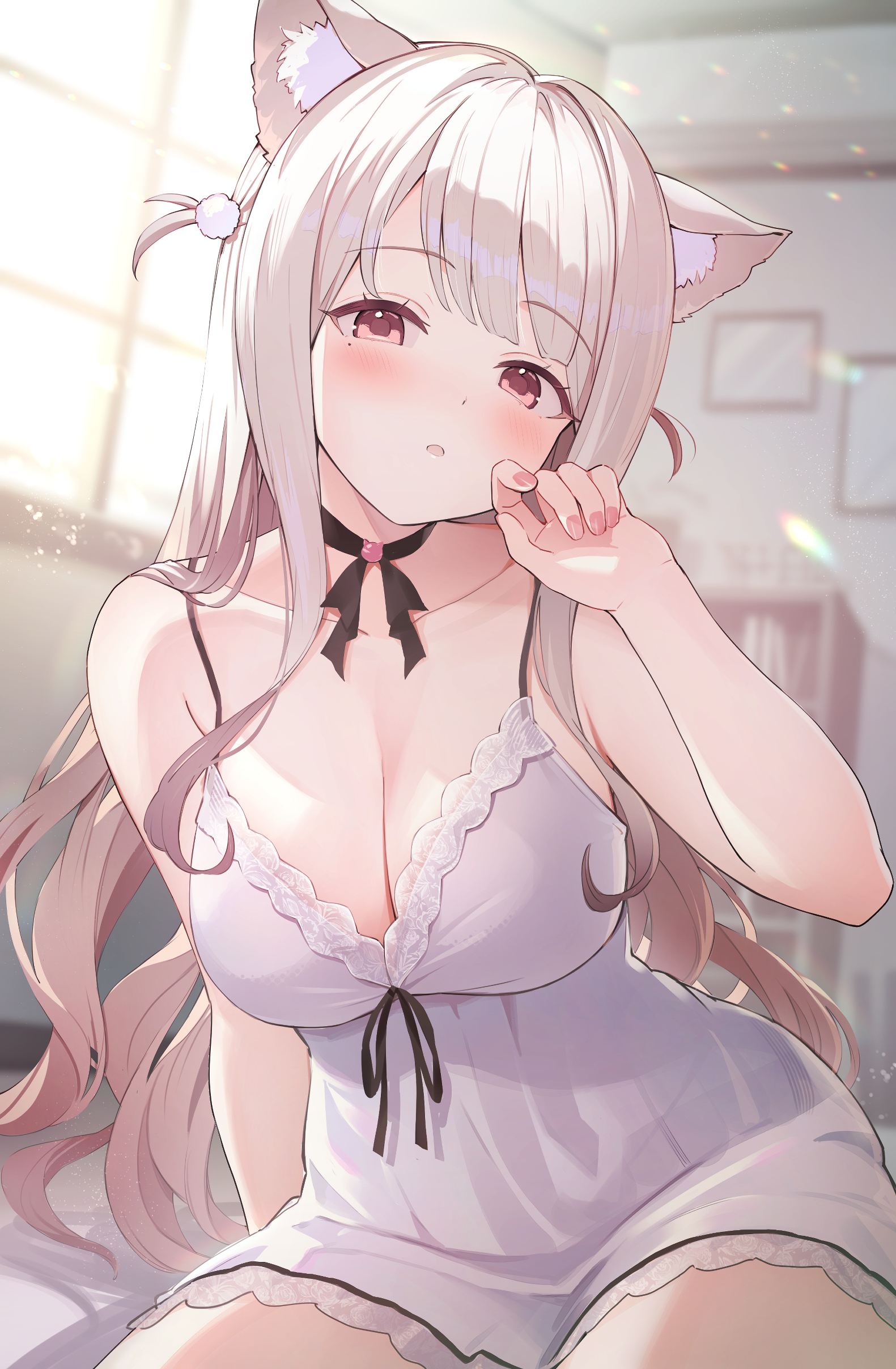 animal_ears indie_virtual_youtuber lingerie mimihachi nekomimi see_through uise_iu