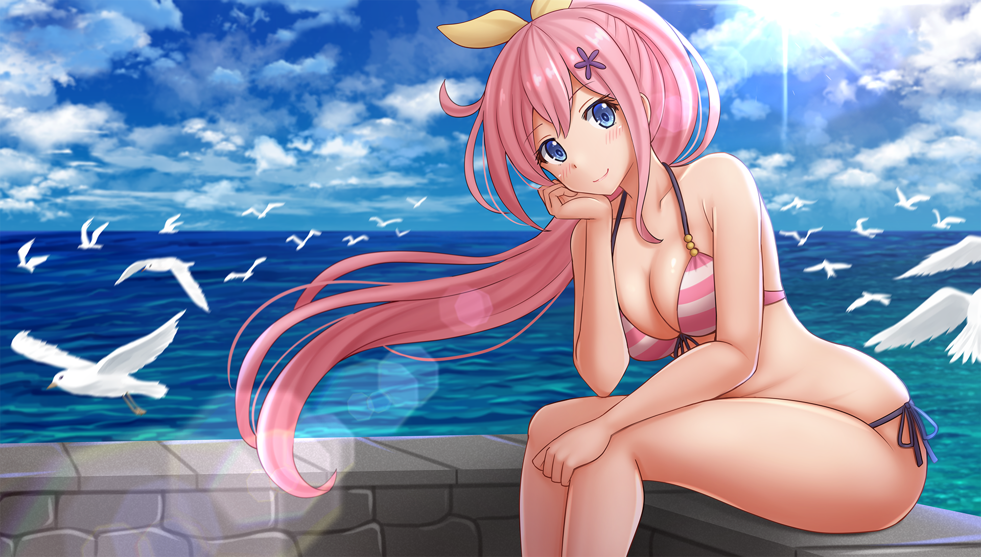 bikini cleavage kazenokaze ochikobore_fruit_tart sakura_ino swimsuits