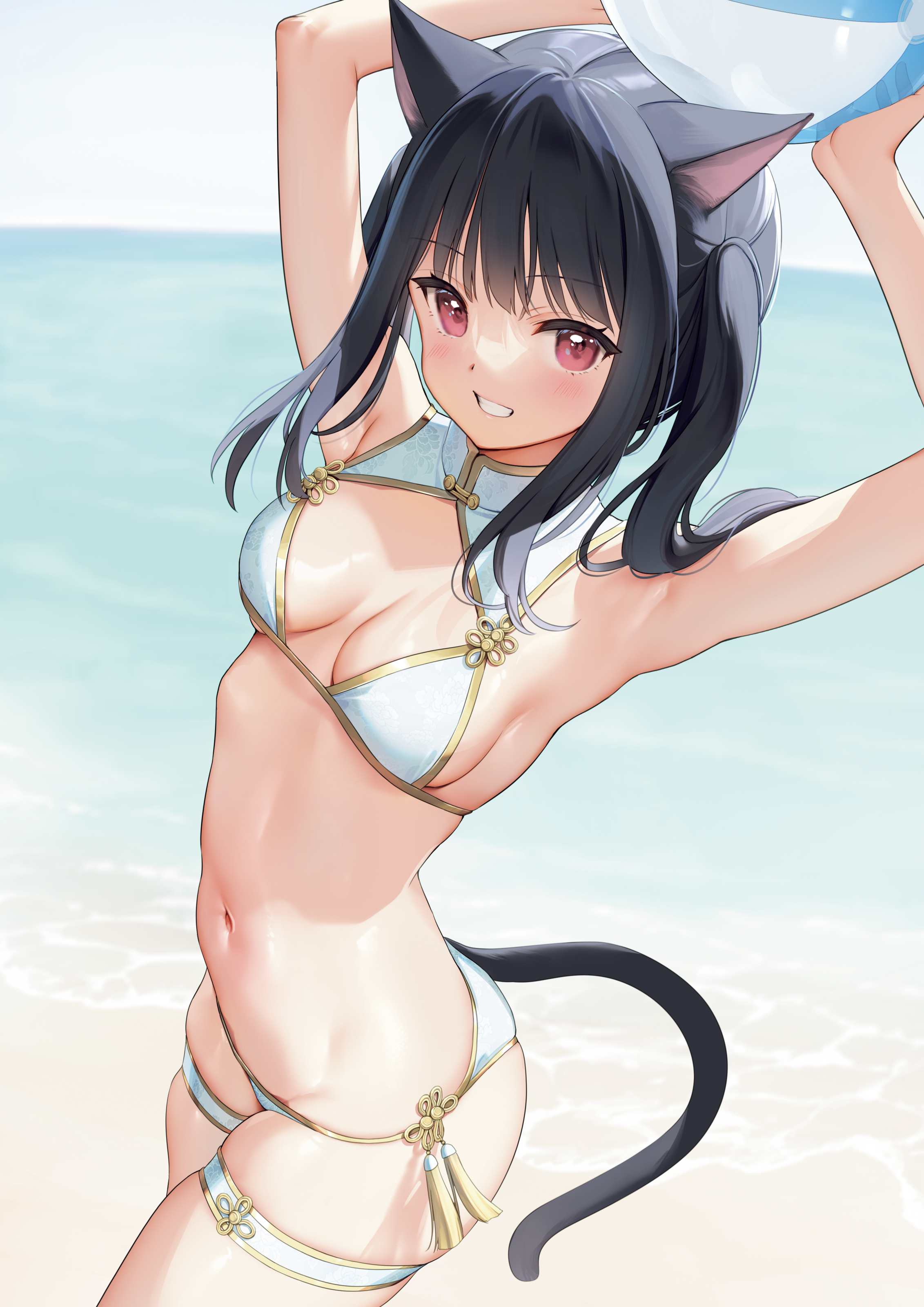 animal_ears bikini digital_version garter mignon nekomimi swimsuits tail