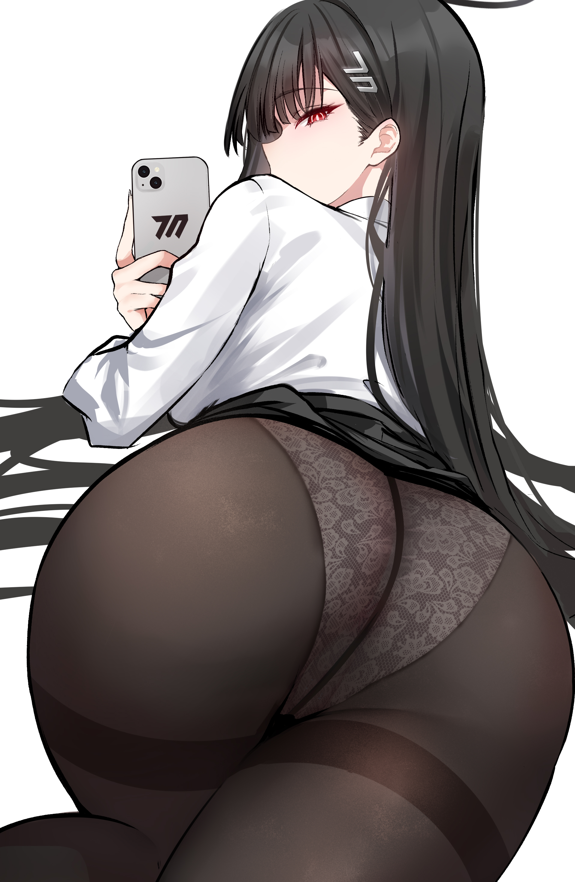 ass blue_archive halo pantsu pantyhose selfie shigure skirt_lift tsukatsuki_rio